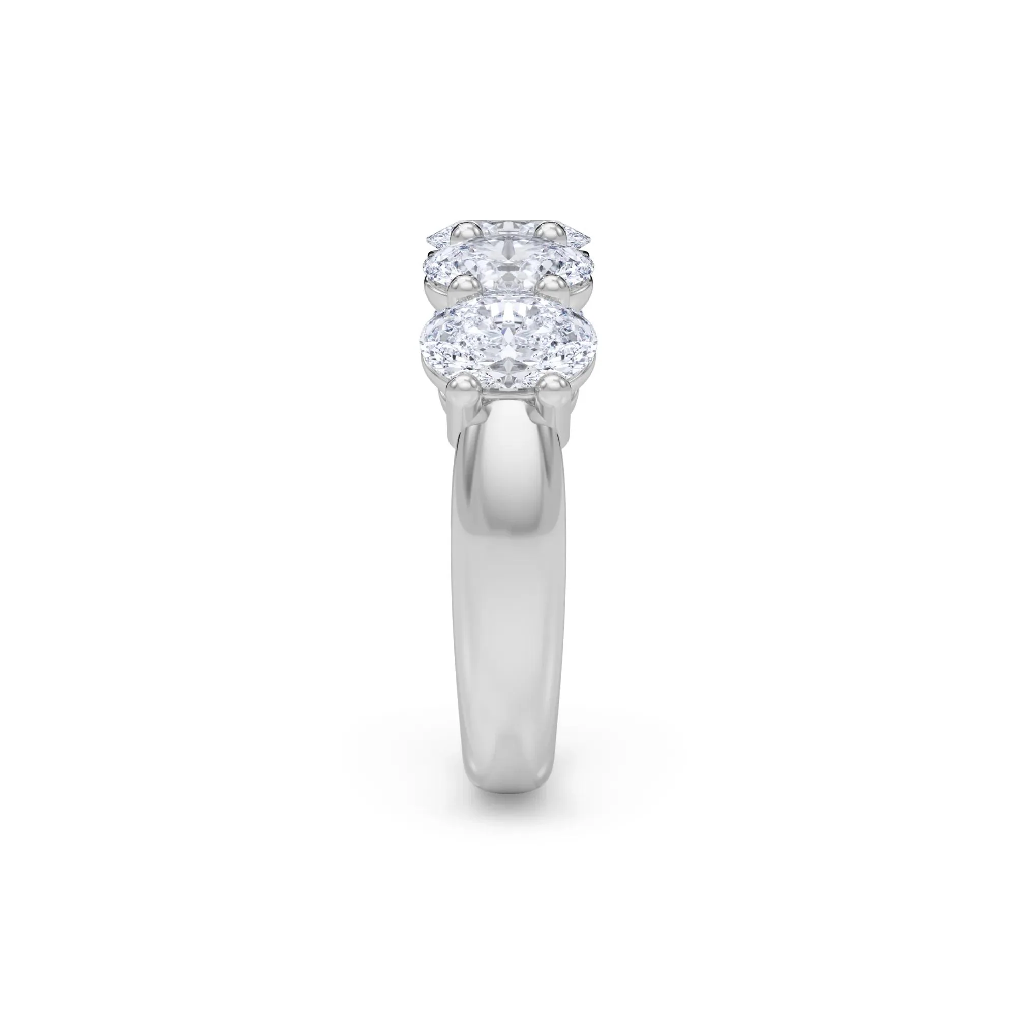 3 CT. Tw. Lab Grown Diamond Five-Stone Anniversary Band Ring 14K White Gold Size 8.5 6.5mm - Image 3