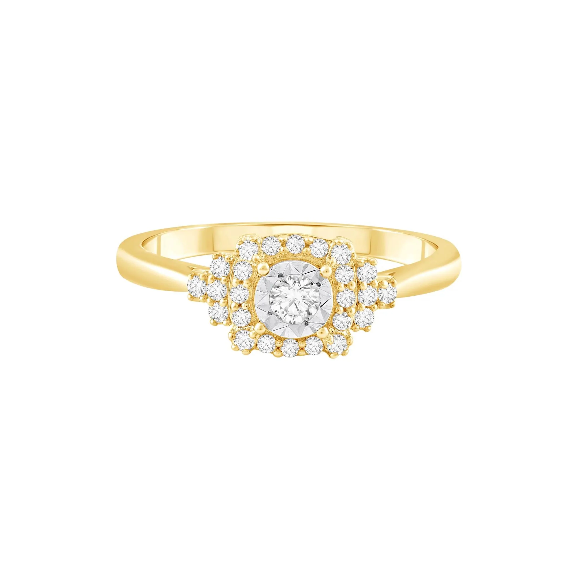 1/4 CT. Tw. Diamond Ring 10K Yellow Gold Round Brilliant Cut Size 6