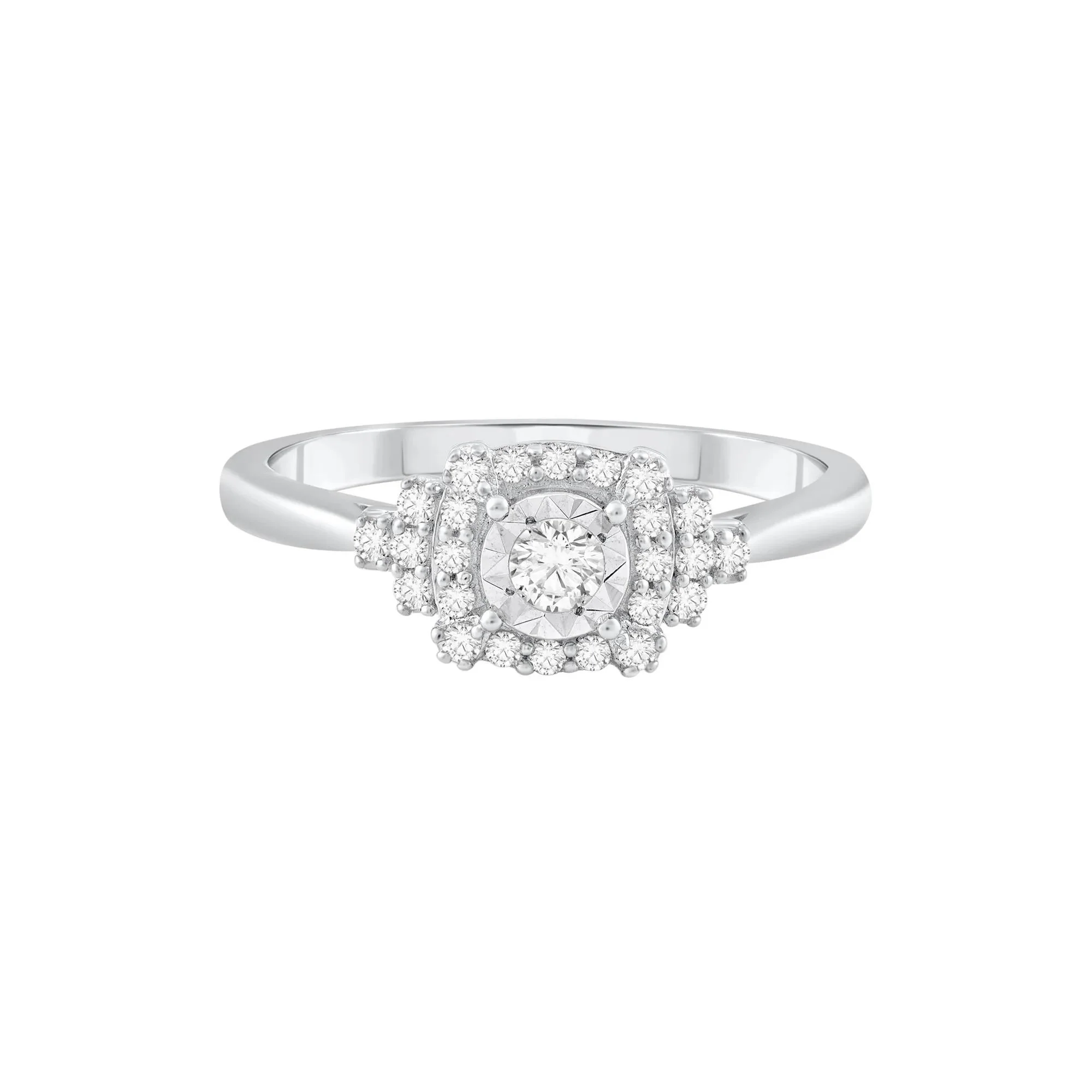 1/4 CT. Tw. Diamond Ring 10K White Gold Round Brilliant Cut Size 6.5