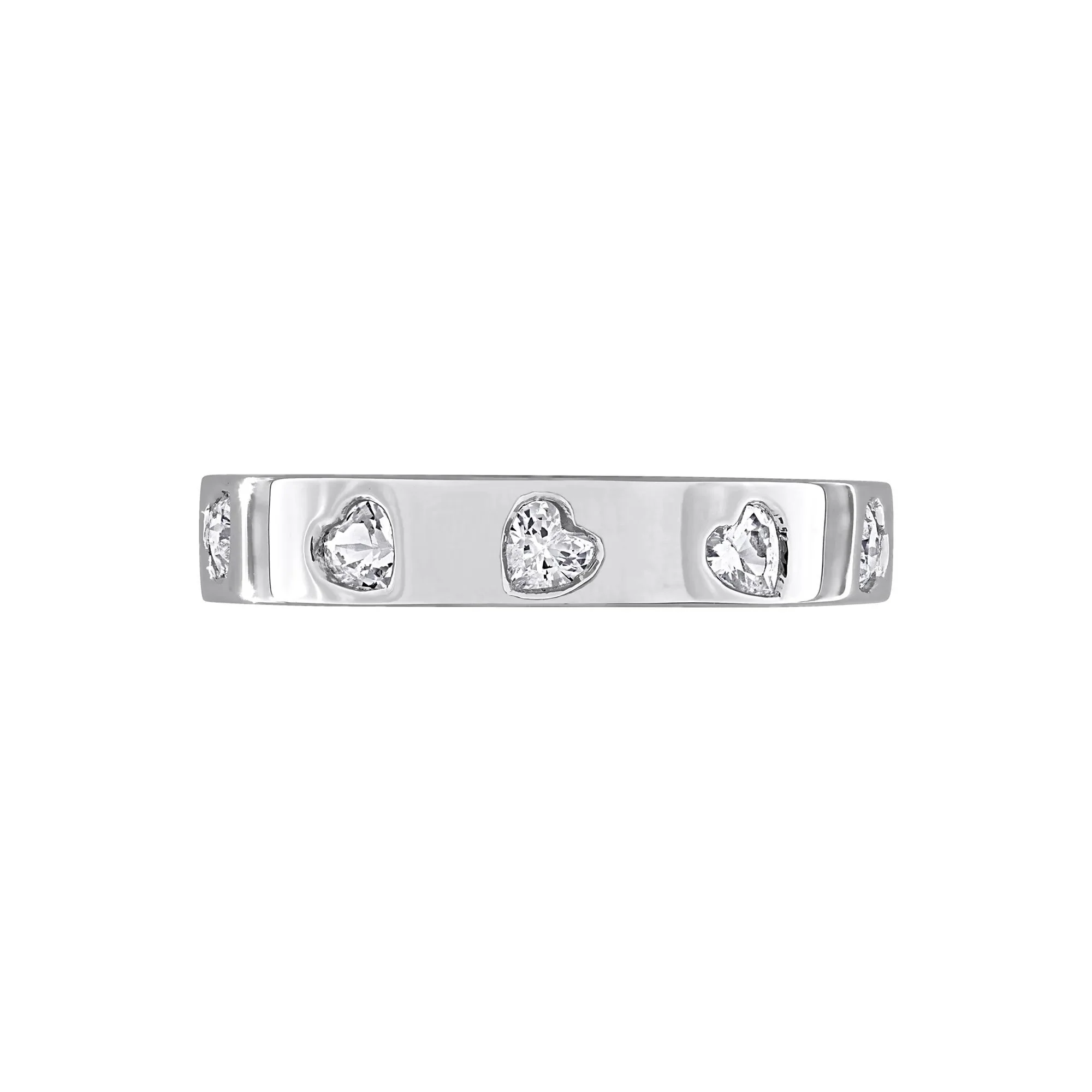 Heart-Shaped Lab-Created White Sapphire Eternity Band Ring .925 Sterling Silver Size 6 4mm