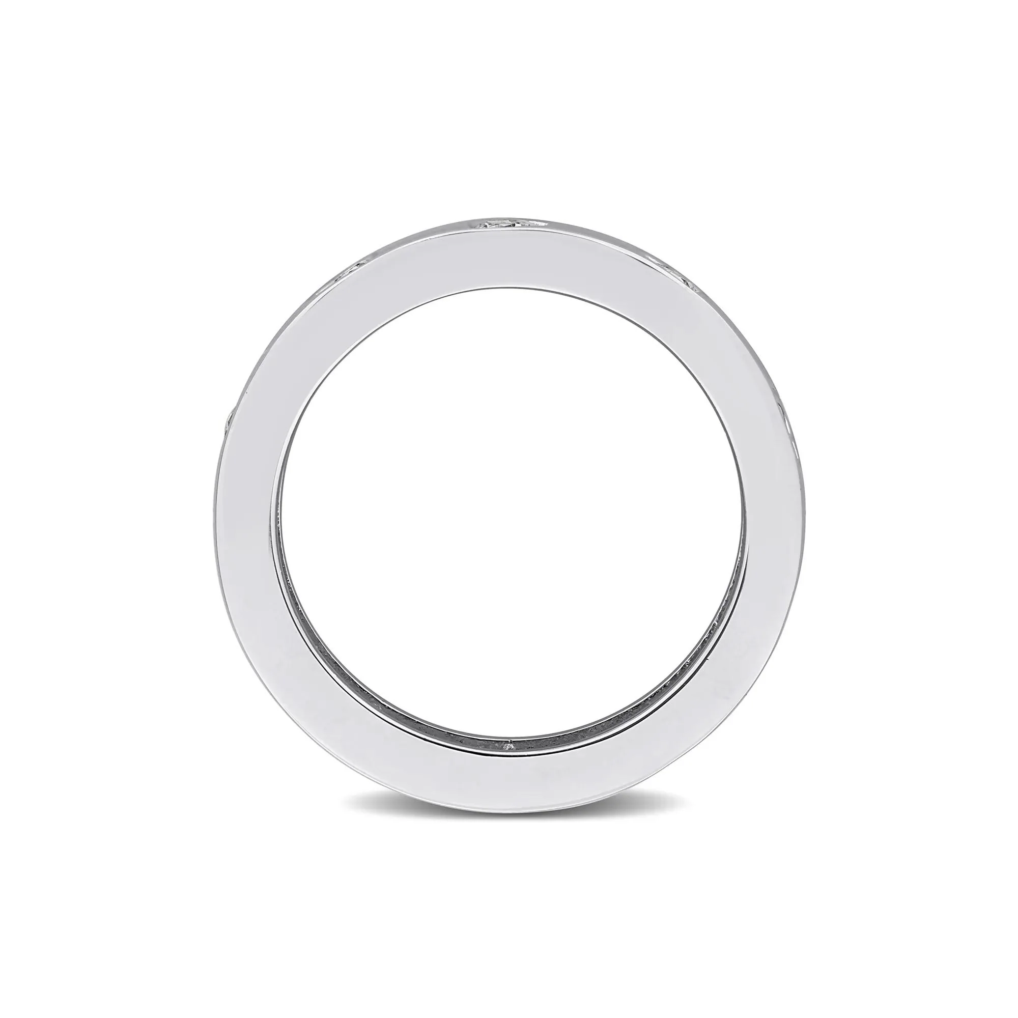 Heart-Shaped Lab-Created White Sapphire Eternity Band Ring .925 Sterling Silver Size 9 4mm - Image 2