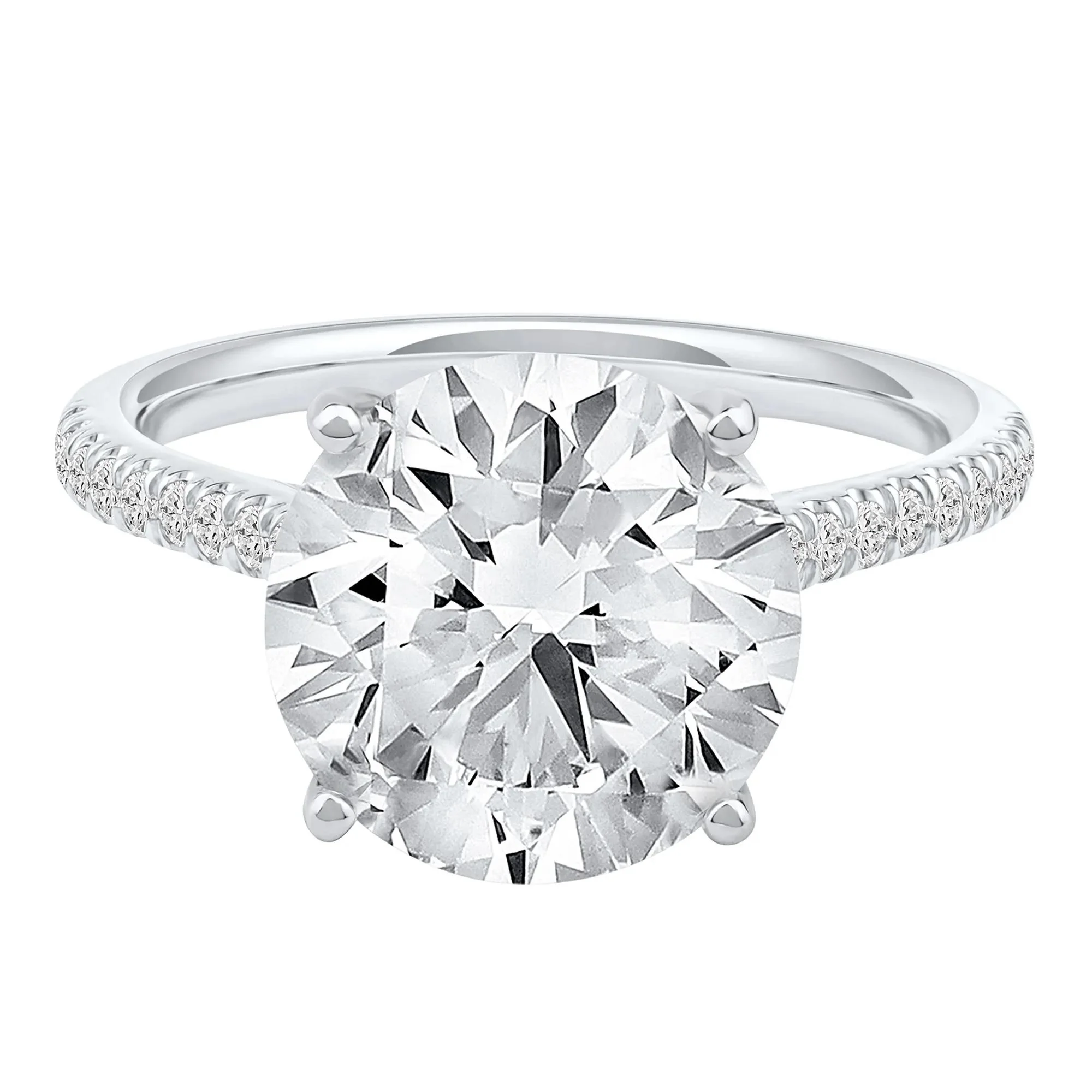 5 1/3 CT. Tw. Lab Grown Diamond Round Engagement Ring 14K White Gold Round Brilliant Cut Size 6.5 2mm