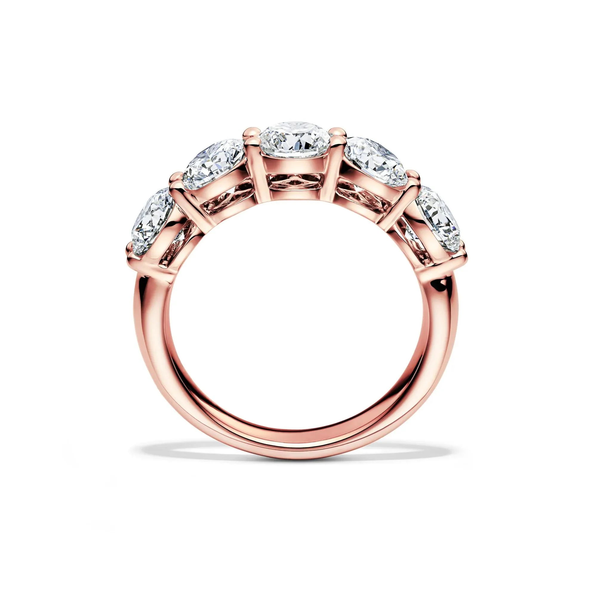 3 CT. Tw. Lab Grown Diamond Five-Stone Anniversary Band Ring 14K Rose Gold Round Brilliant Cut Size 8.5.5mm - Image 2