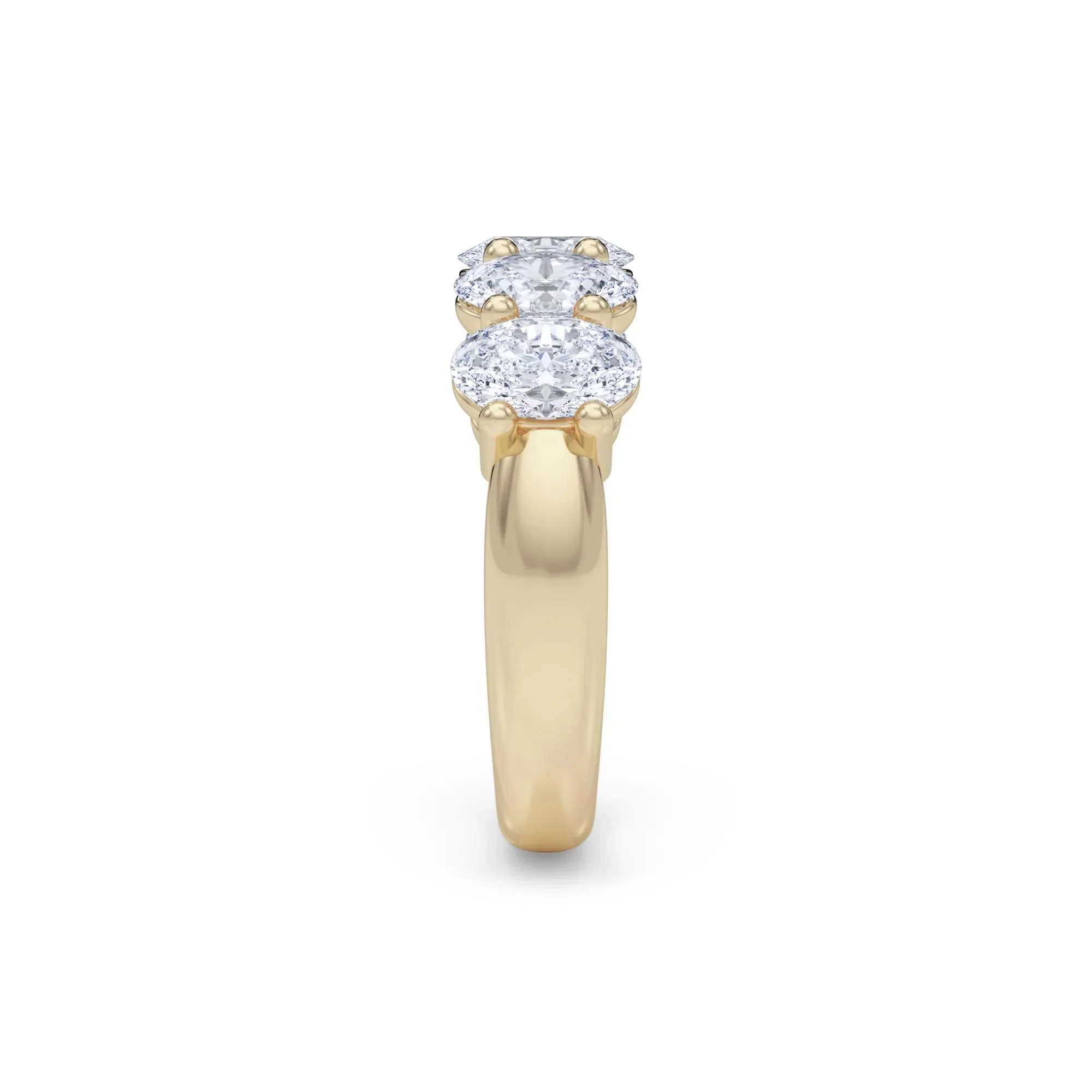 3 CT. Tw. Lab Grown Diamond Five-Stone Anniversary Band Ring 14K Yellow Gold Size 5.5 6.5mm - Image 3