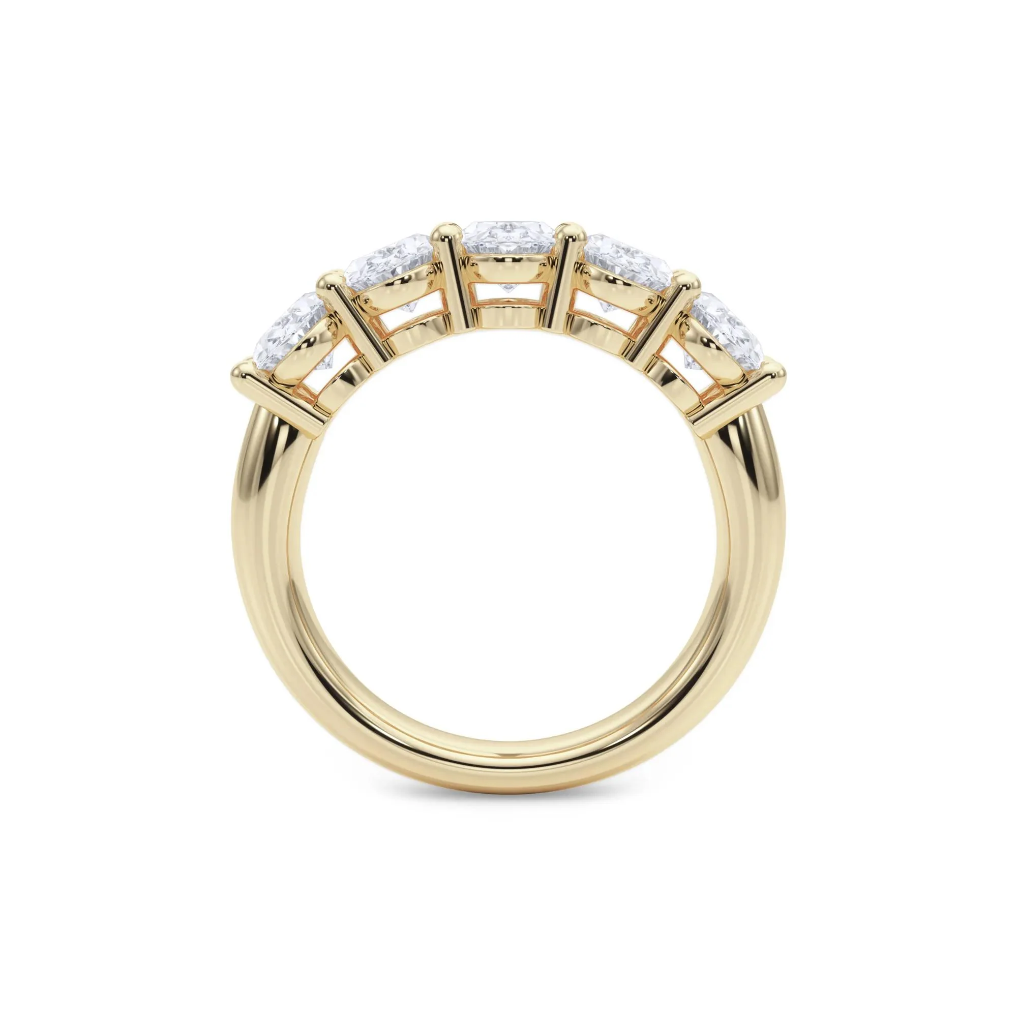 3 CT. Tw. Lab Grown Diamond Five-Stone Anniversary Band Ring 14K Yellow Gold Size 9 6.5mm - Image 2