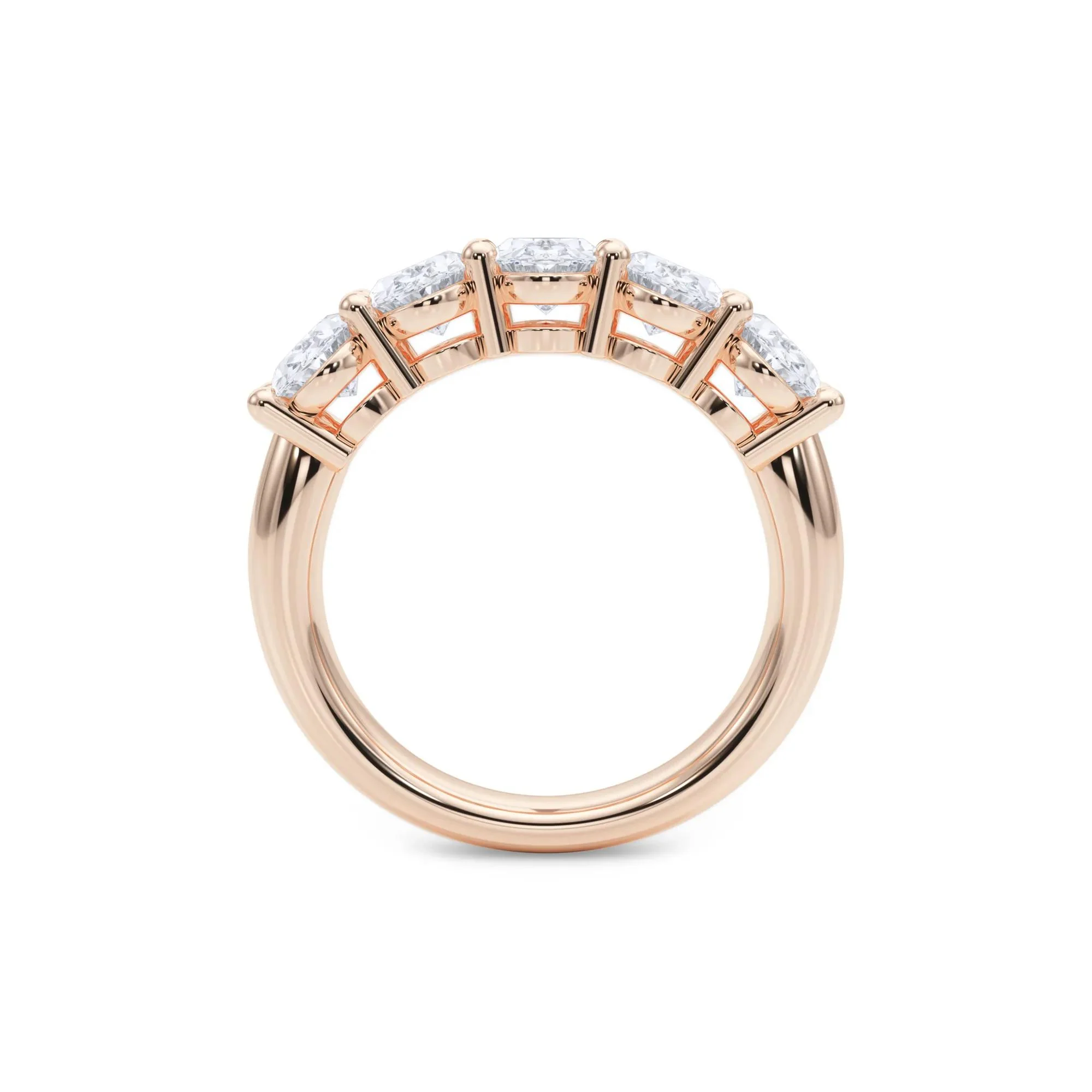 3 CT. Tw. Lab Grown Diamond Five-Stone Anniversary Band Ring 14K Rose Gold Size 6.5mm - Image 2