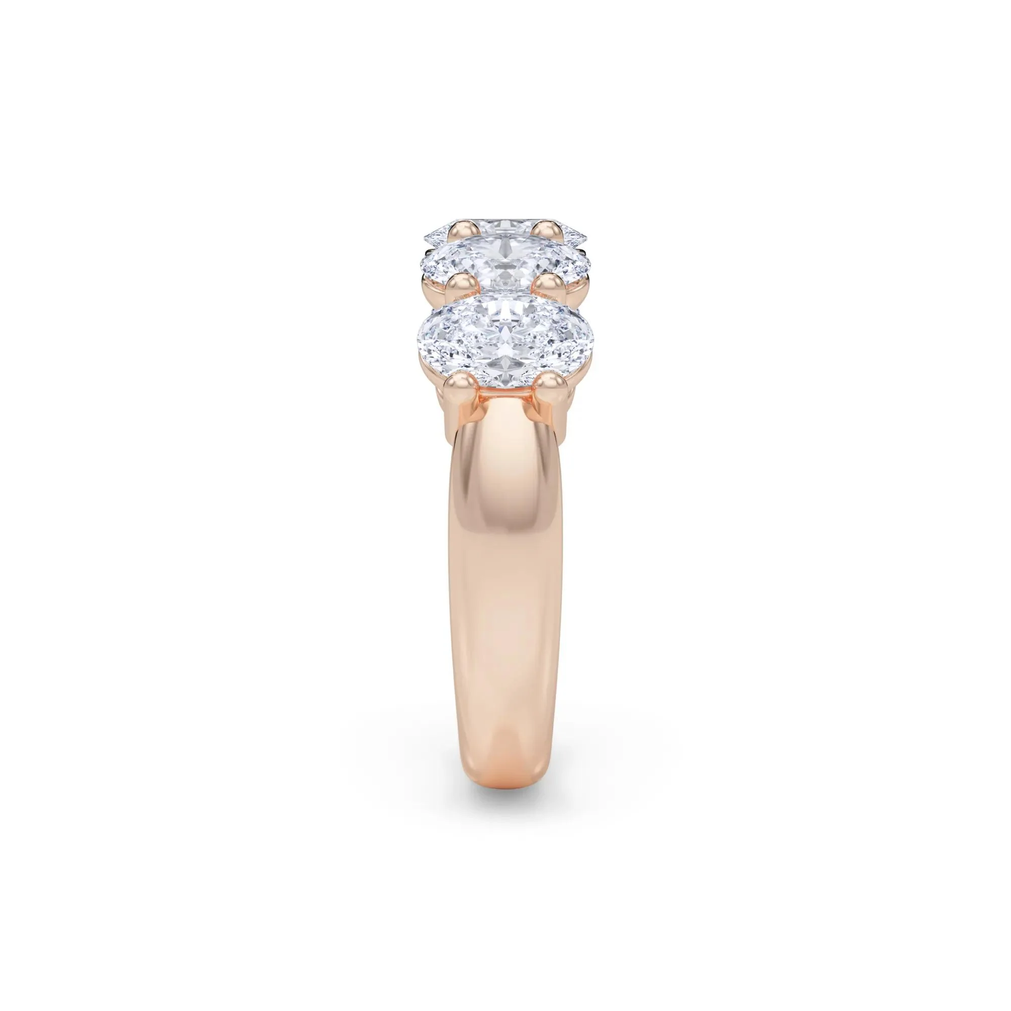 3 CT. Tw. Lab Grown Diamond Five-Stone Anniversary Band Ring 14K Rose Gold Size 6.5 6.5mm - Image 3