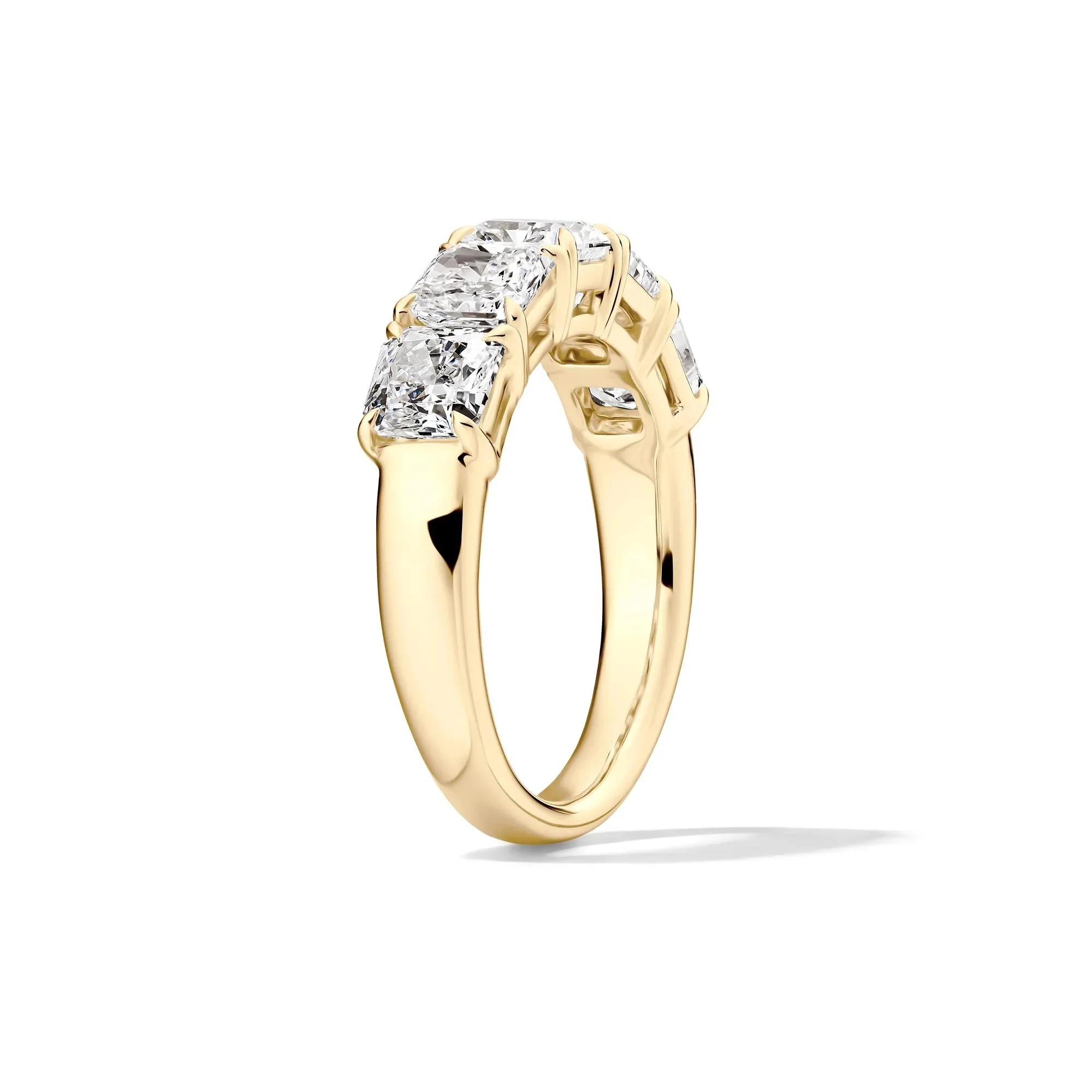 3 CT. Tw. Lab Grown Diamond Five-Stone Anniversary Band Ring 14K Yellow Gold Size 8 5mm - Image 3