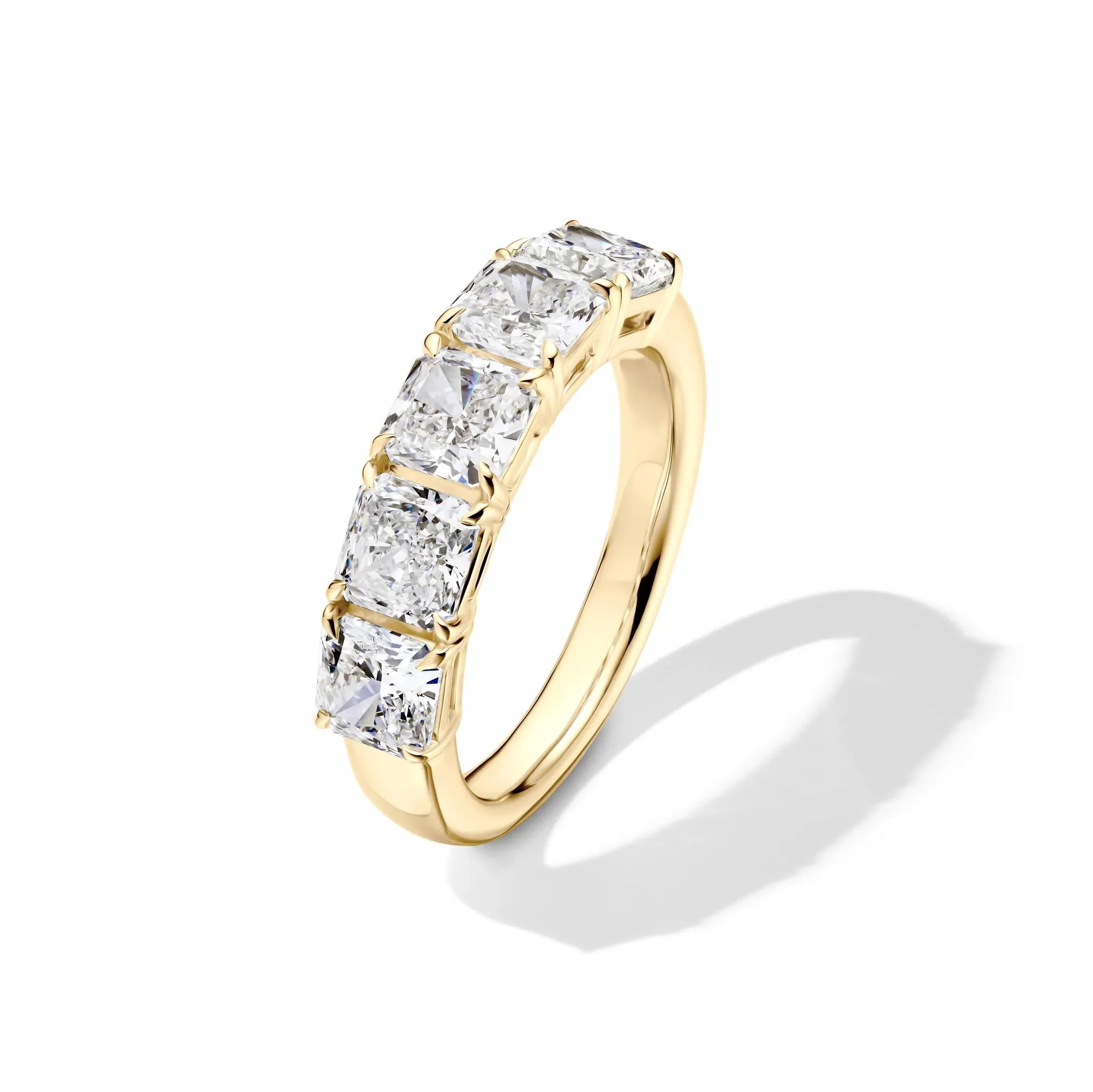 3 CT. Tw. Lab Grown Diamond Five-Stone Anniversary Band Ring 14K Yellow Gold Size 9 5mm - Image 4