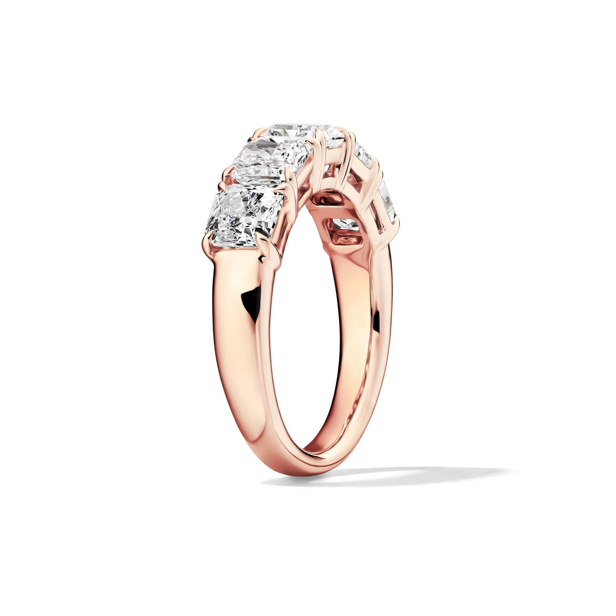 3 CT. Tw. Lab Grown Diamond Five-Stone Anniversary Band Ring 14K Rose Gold Size 4 5mm - Image 3