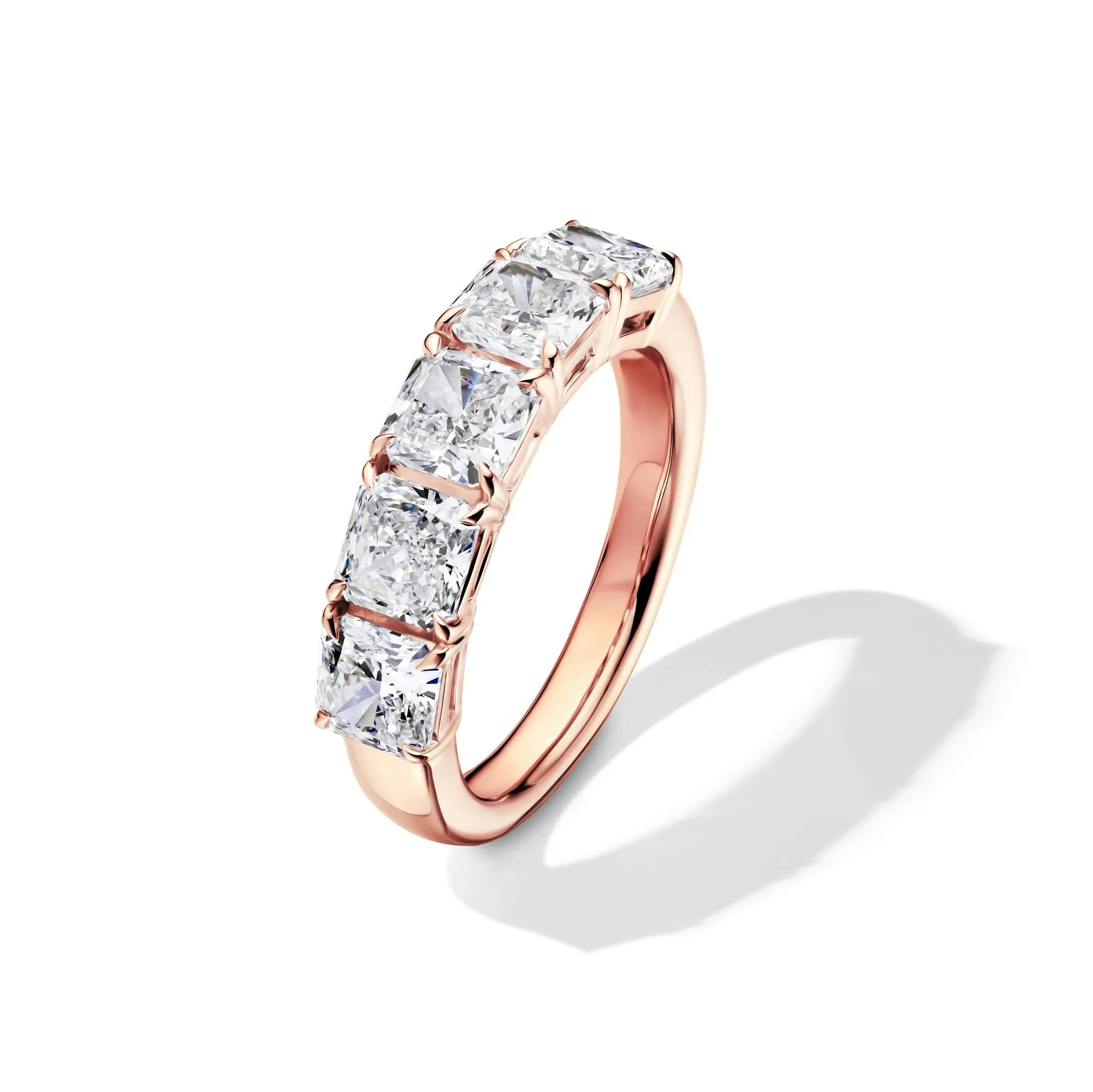 3 CT. Tw. Lab Grown Diamond Five-Stone Anniversary Band Ring 14K Rose Gold Size 6 5mm - Image 4