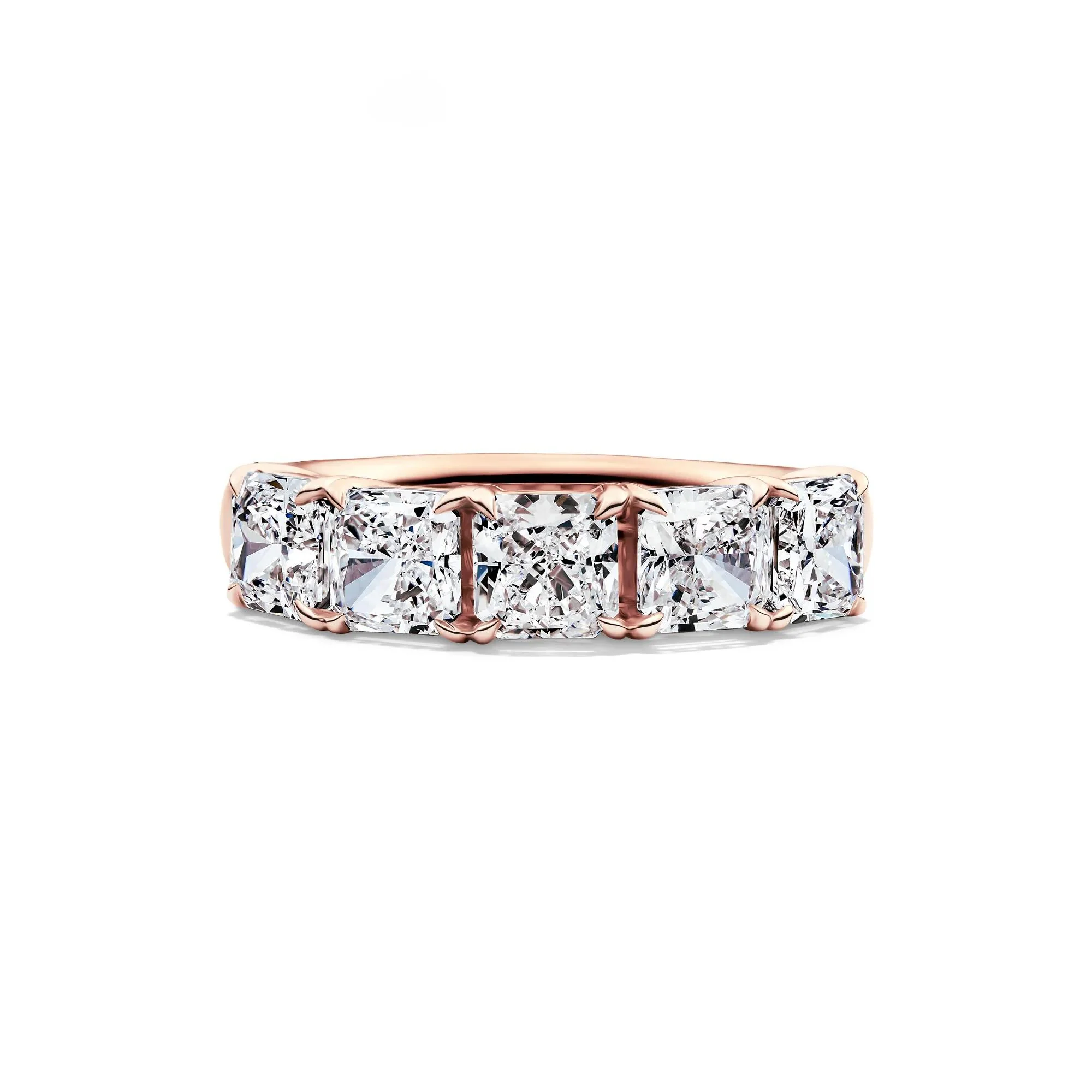 3 CT. Tw. Lab Grown Diamond Five-Stone Anniversary Band Ring 14K Rose Gold Size 6.5 5mm