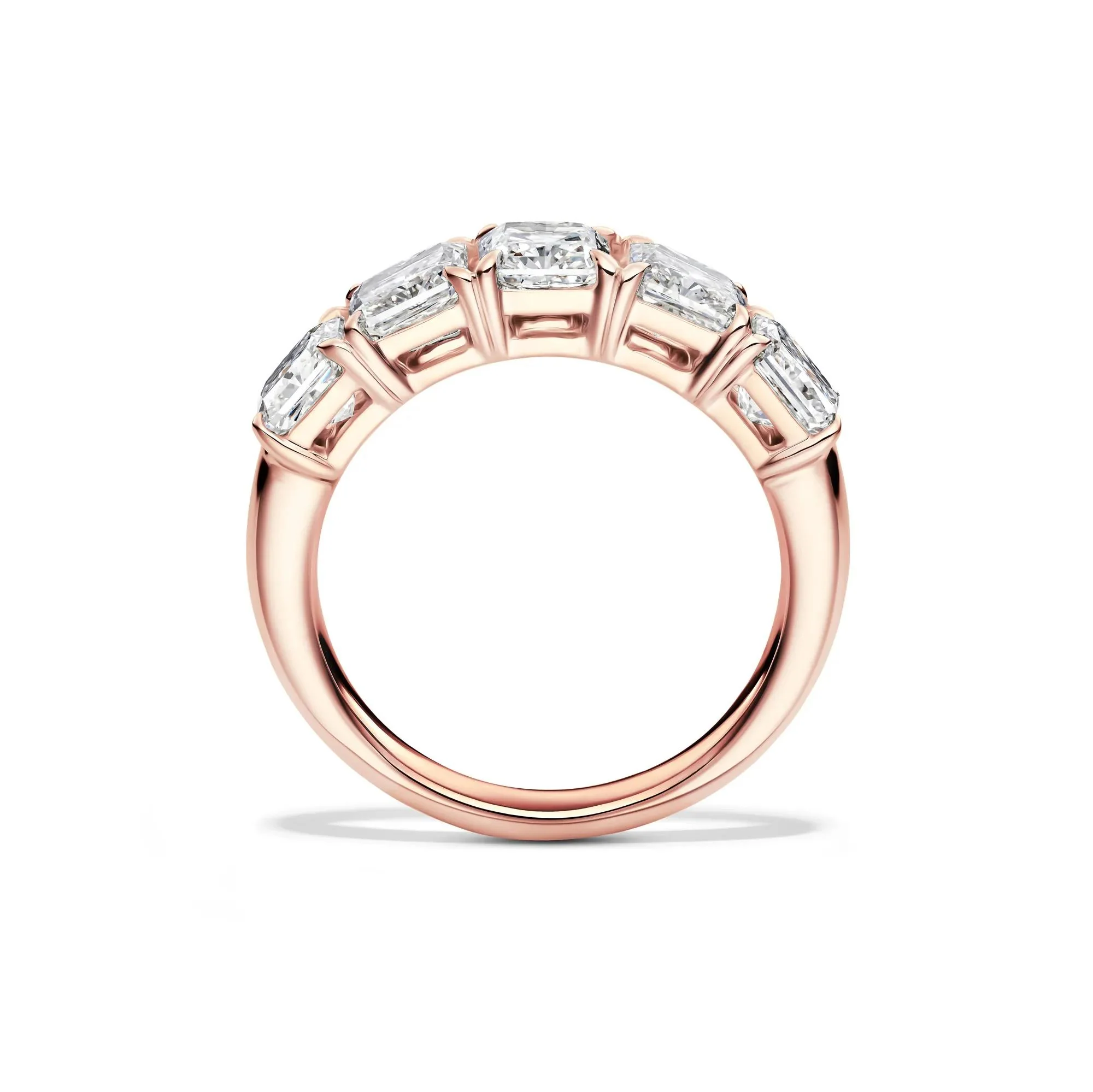 3 CT. Tw. Lab Grown Diamond Five-Stone Anniversary Band Ring 14K Rose Gold Size 7.5 5mm - Image 2