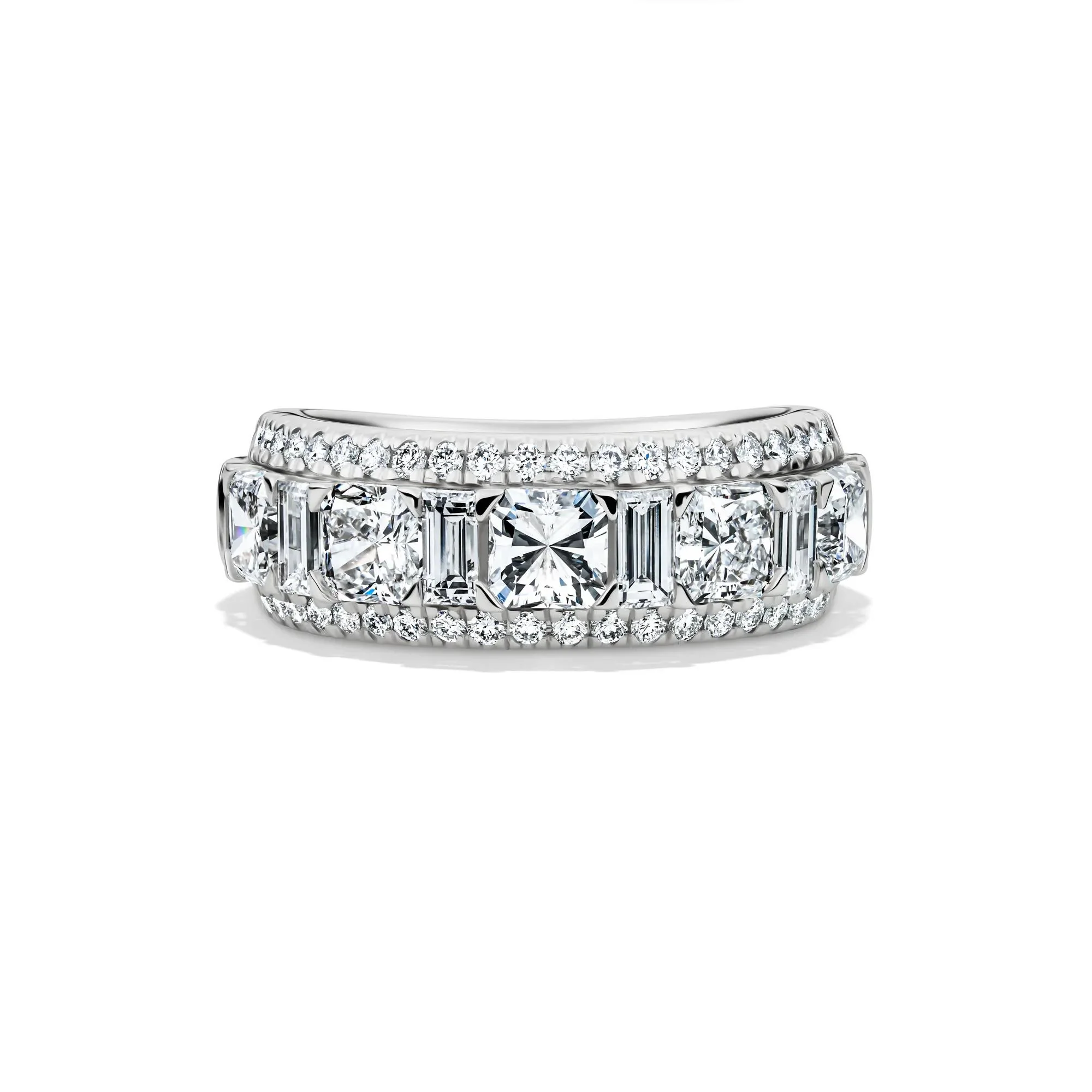 3 CT. Tw. Lab Grown Diamond Multi-Row Anniversary Band Ring 14K White Gold Size 7.5 7mm