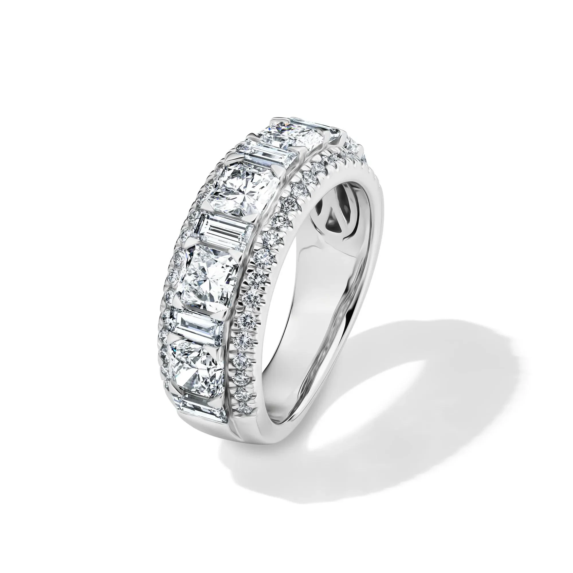 3 CT. Tw. Lab Grown Diamond Multi-Row Anniversary Band Ring 14K White Gold Size 7.5 7mm - Image 4