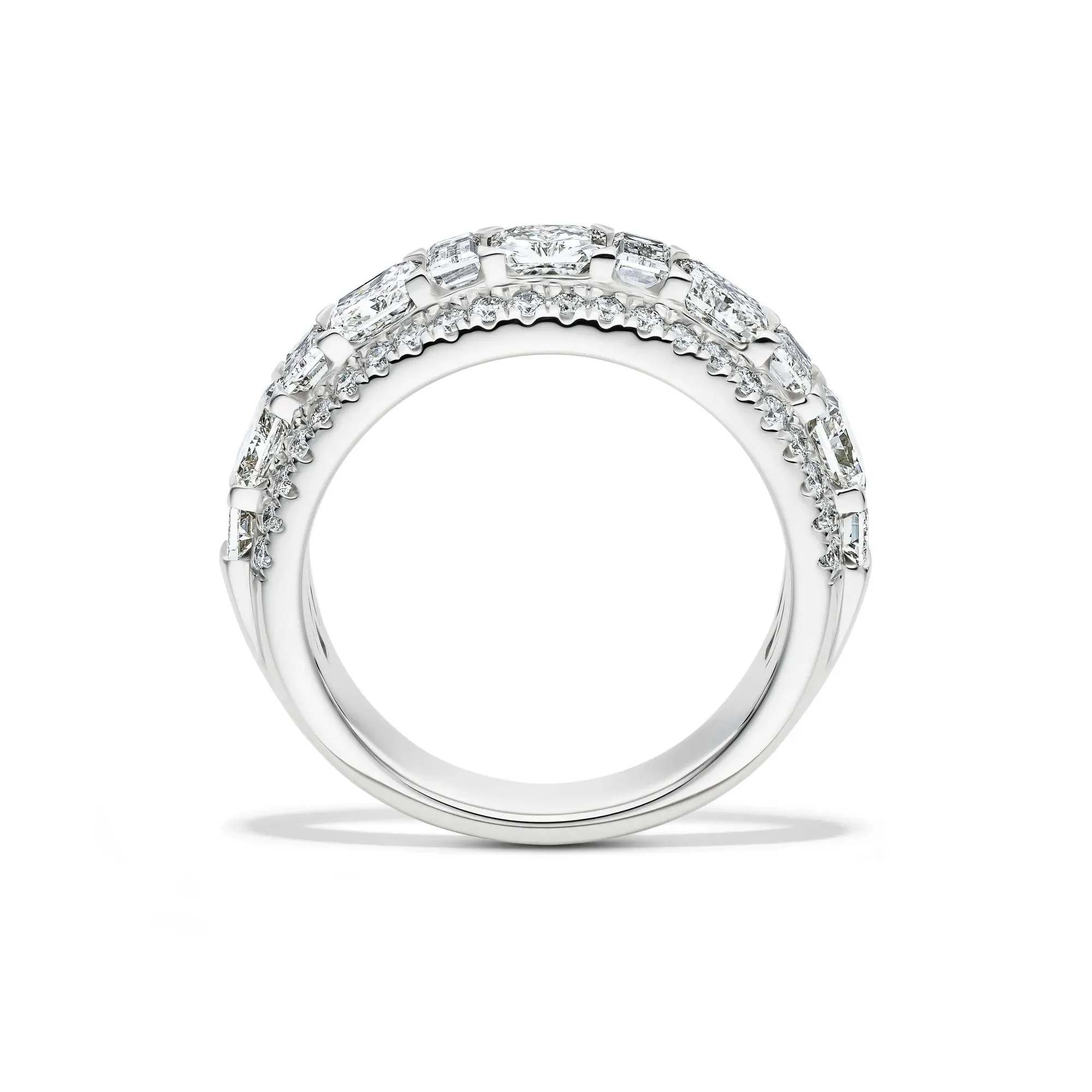 3 CT. Tw. Lab Grown Diamond Multi-Row Anniversary Band Ring 14K White Gold Size 8 7mm - Image 2