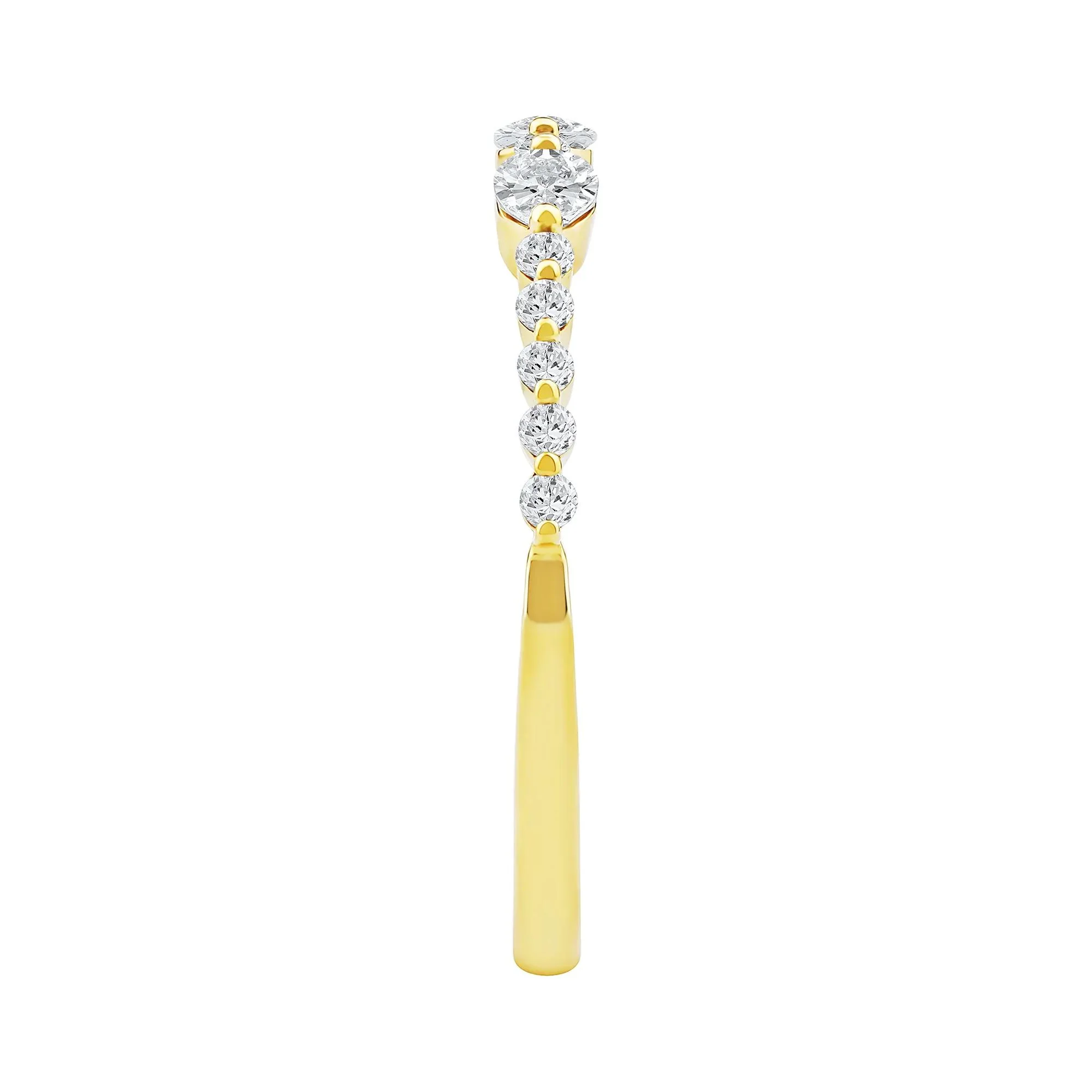 1/2 CT. Tw. Lab Grown Diamond Oval Band Ring 10K Yellow Gold Round Brilliant Cut Size 7 2mm - Image 3