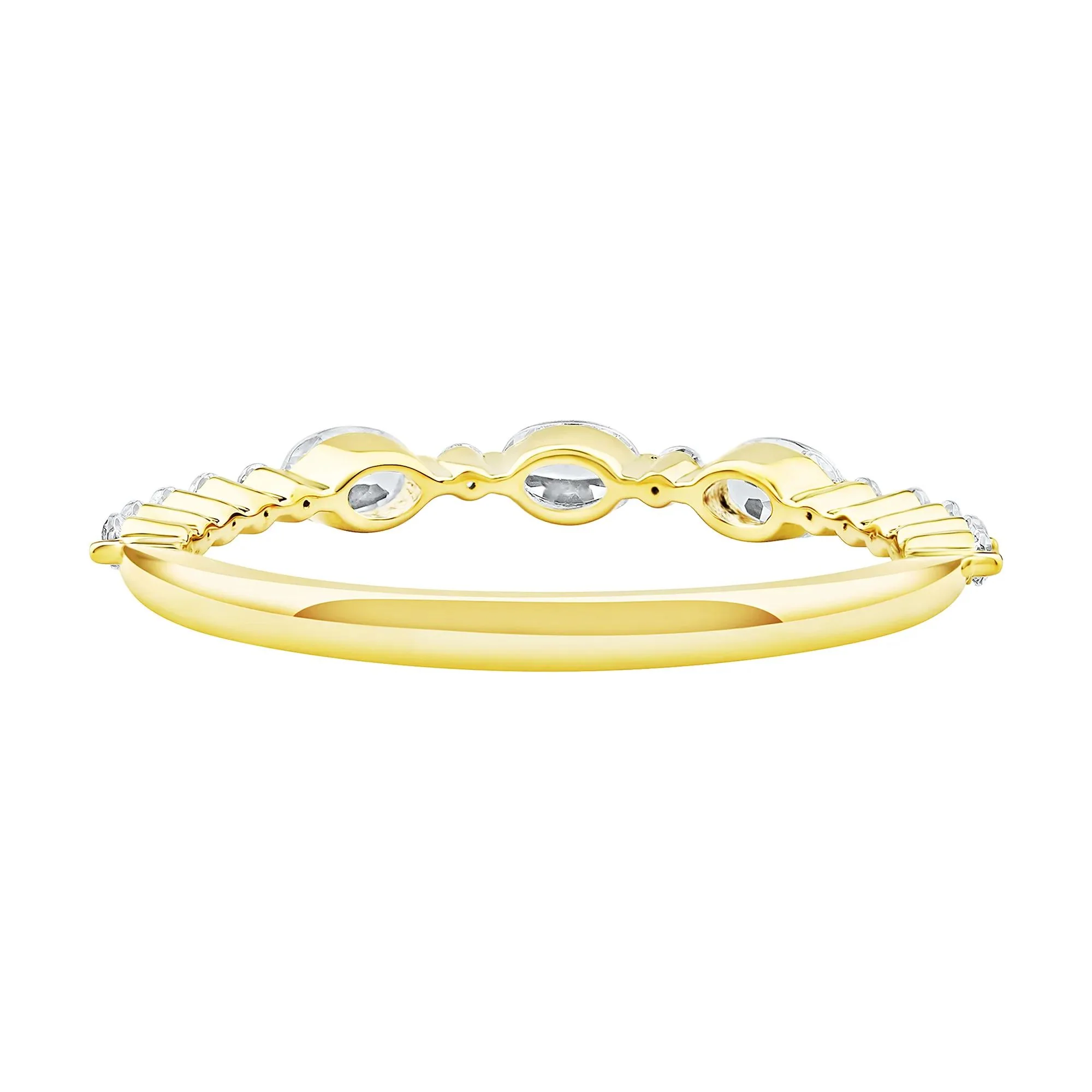 1/2 CT. Tw. Lab Grown Diamond Oval Band Ring 10K Yellow Gold Round Brilliant Cut Size 7 2mm - Image 4