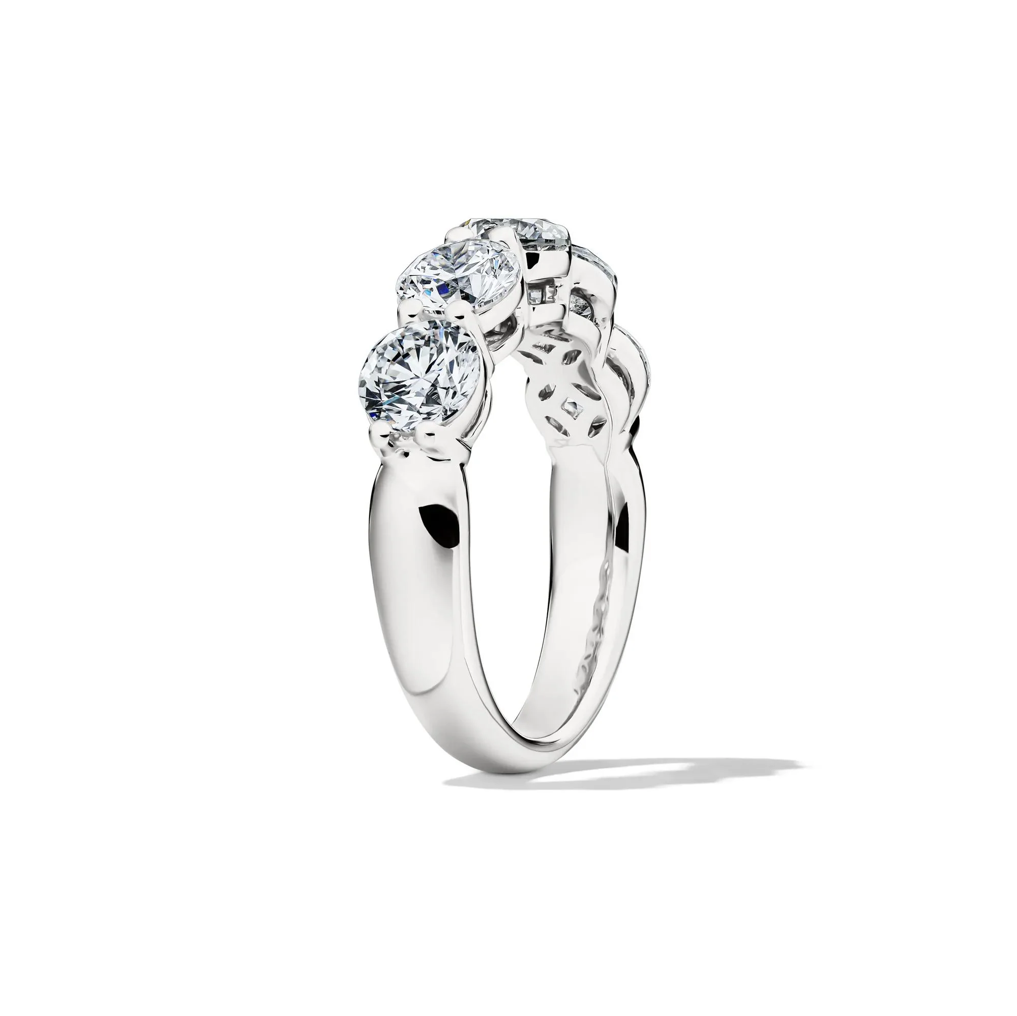 3 CT. Tw. Lab Grown Diamond Five-Stone Anniversary Band Ring 14K White Gold Round Brilliant Cut Size 6.5.5mm - Image 3
