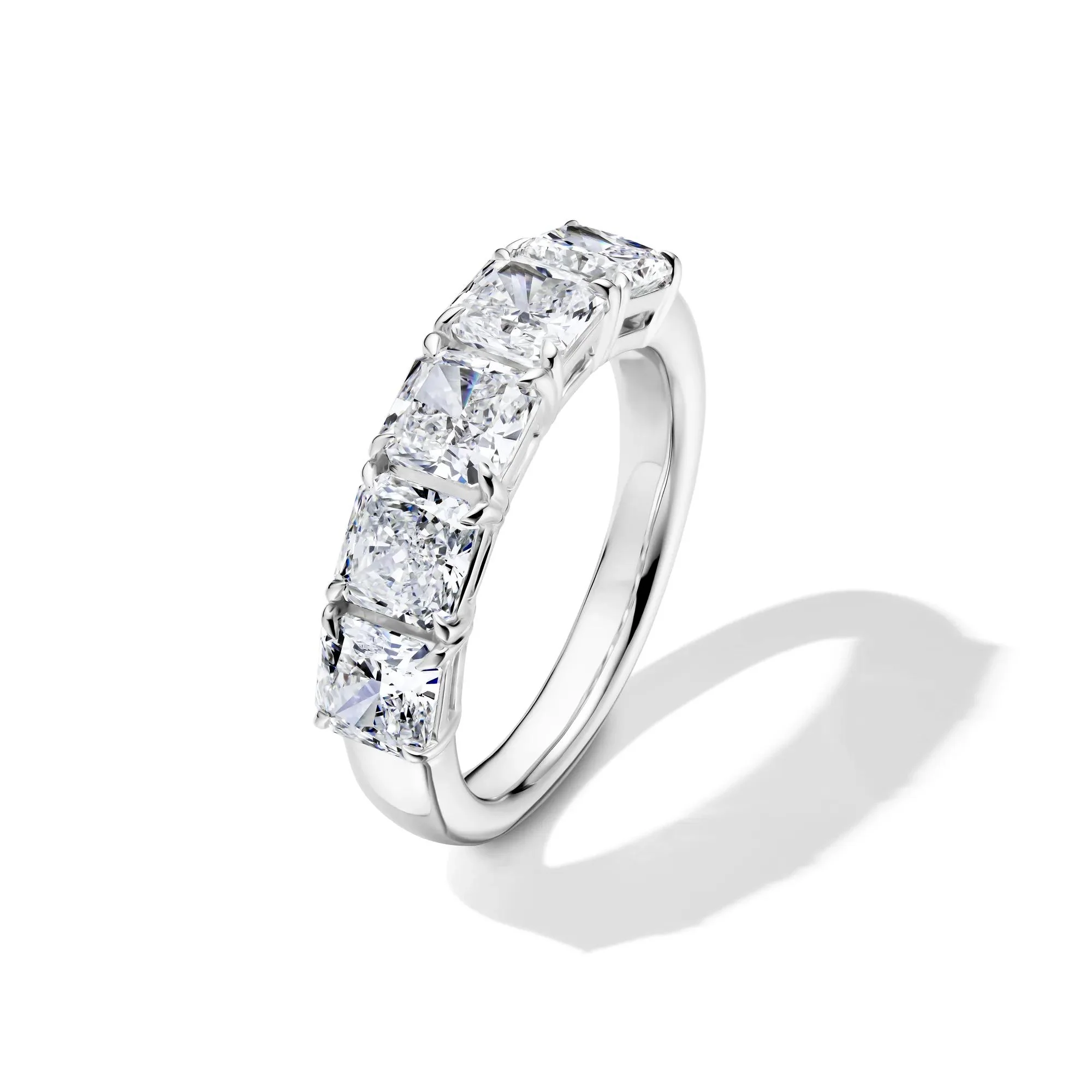 3 CT. Tw. Lab Grown Diamond Five-Stone Anniversary Band Ring 14K White Gold Size 8.5 5mm - Image 4