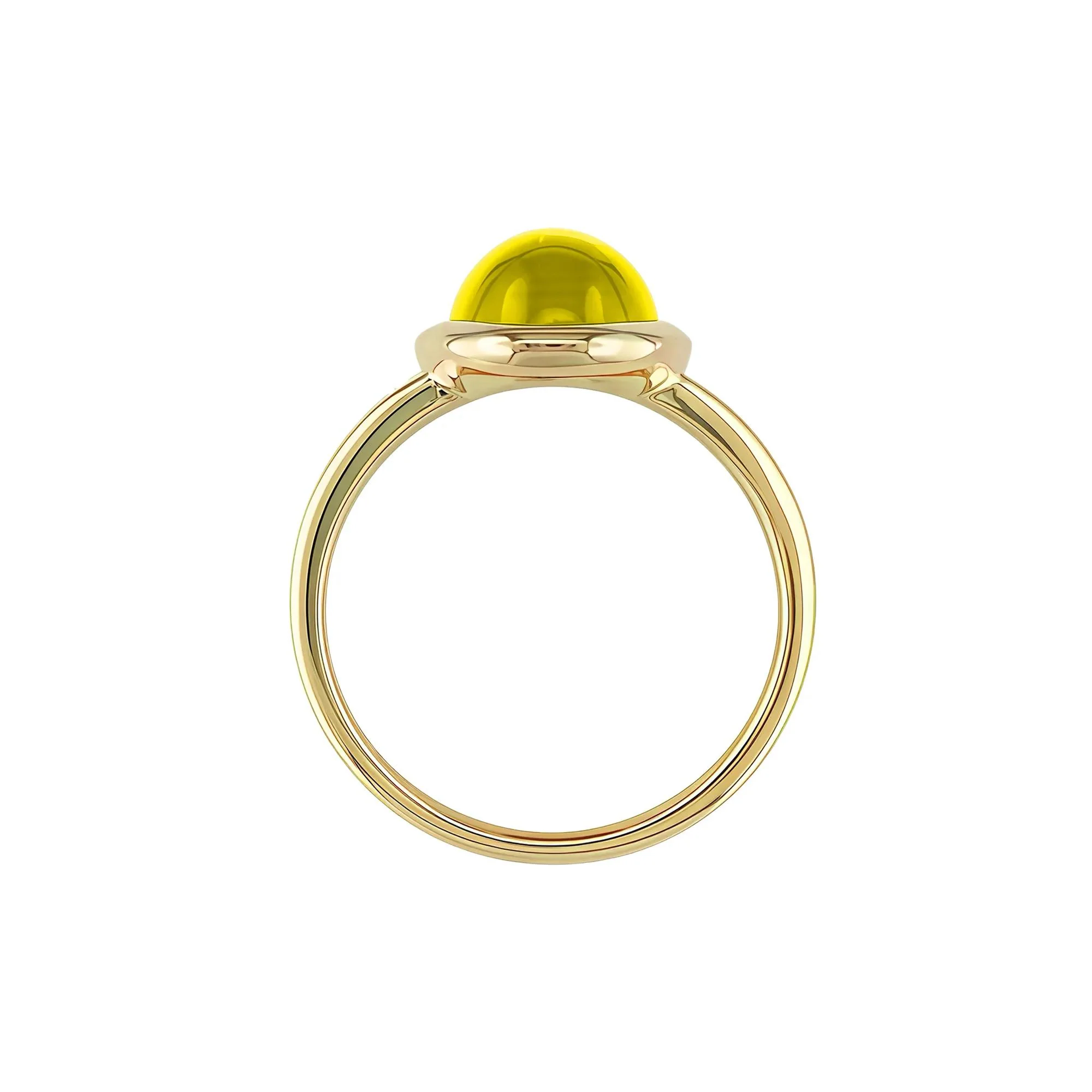 Oval-Shaped Cabochon Citrine Ring 10K Yellow Gold Size 6.5 1mm - Image 2
