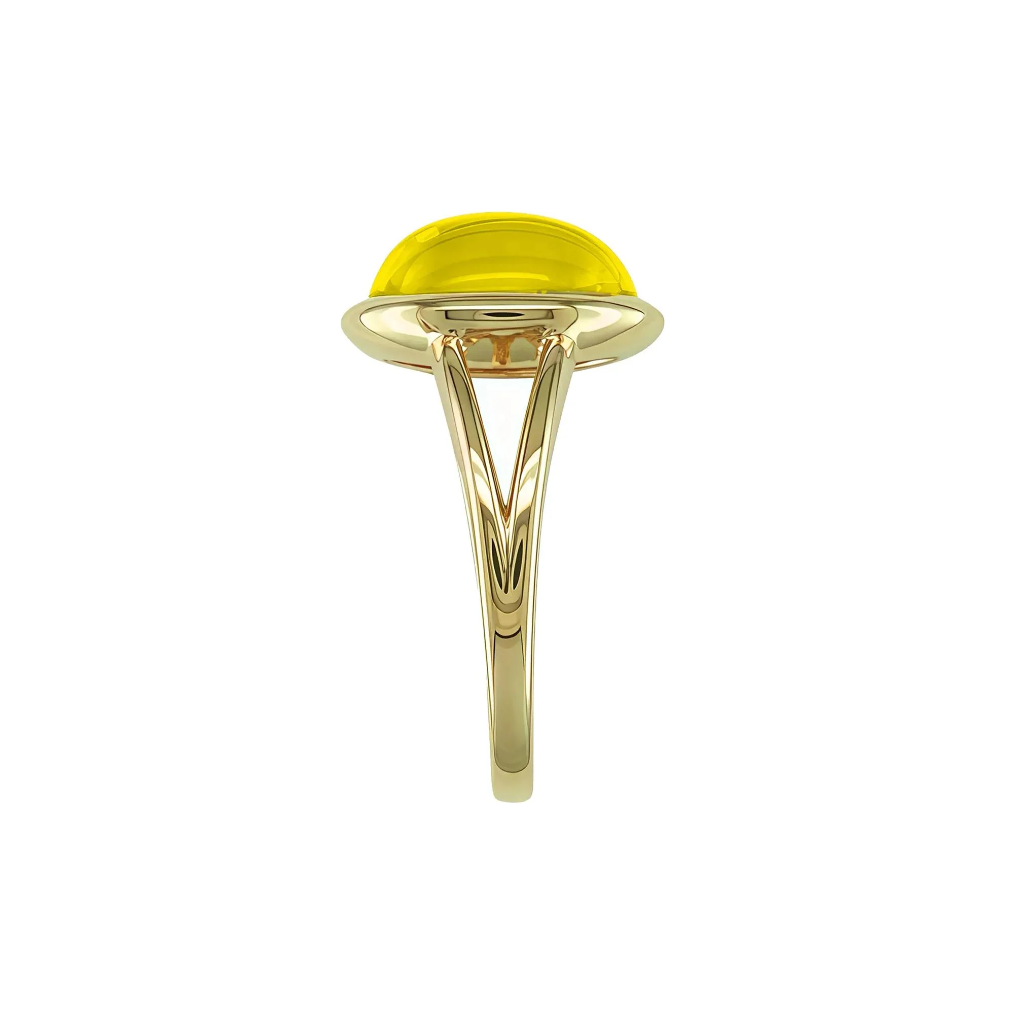 Oval-Shaped Cabochon Citrine Ring 10K Yellow Gold Size 8.5 1mm - Image 3