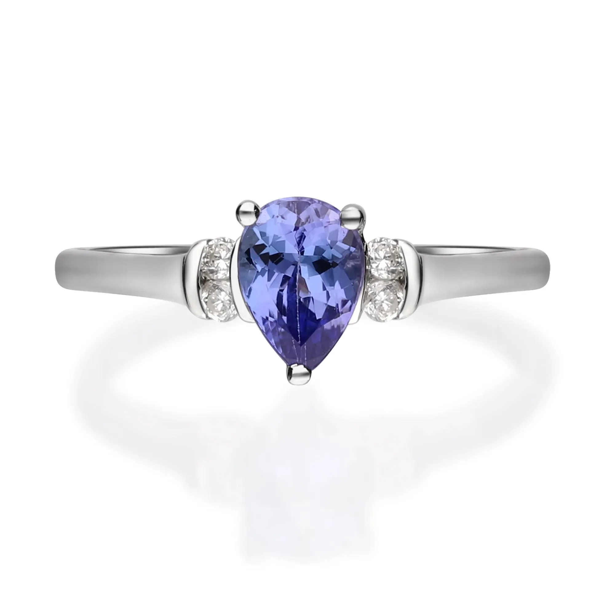 1/10 CT. Tw. Tanzanite and Diamond Ring 10K White Gold Size 6 2mm