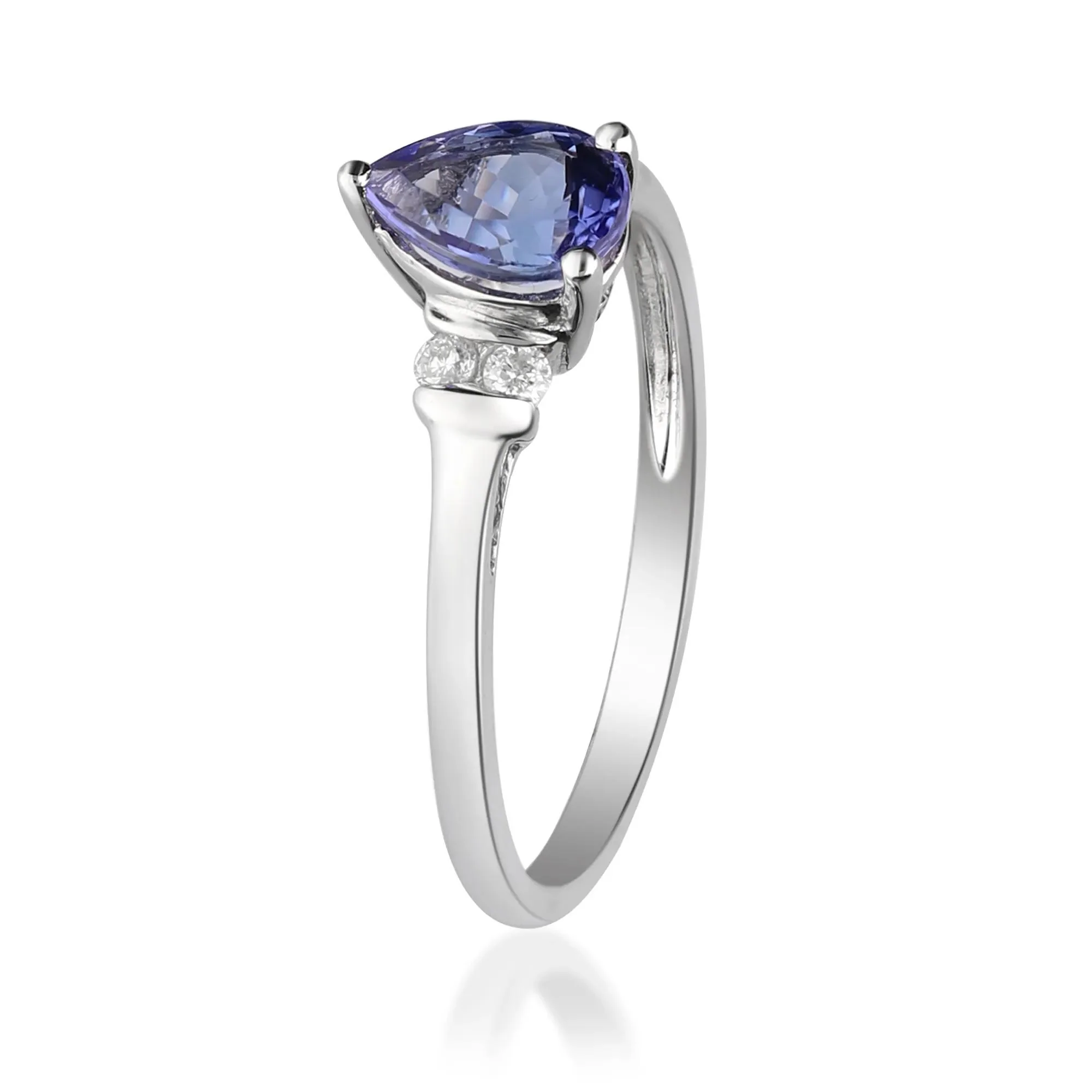 1/10 CT. Tw. Tanzanite and Diamond Ring 10K White Gold Size 6 2mm - Image 3