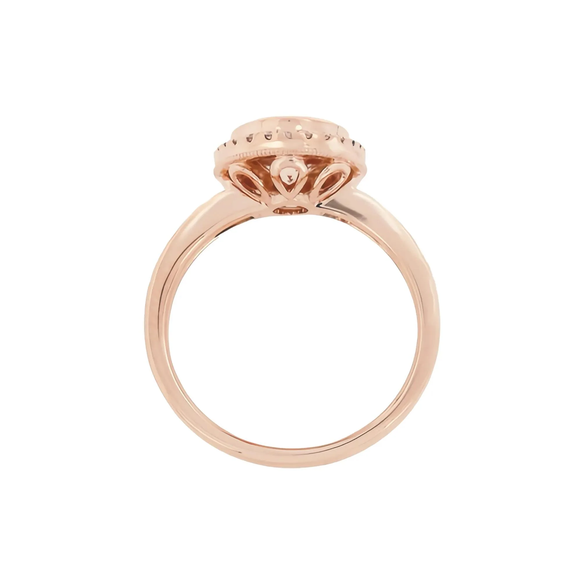 1/5 CT. Tw. Morganite and Diamond Oval Halo Ring 10K Rose Gold Size 9 1mm - Image 2