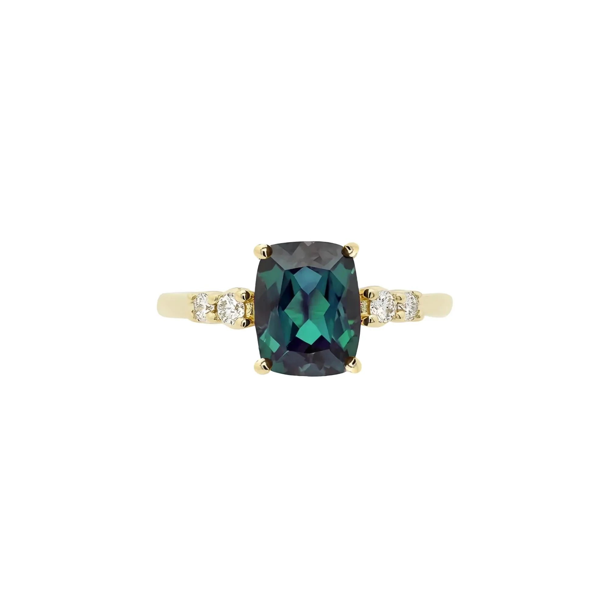 1/7 CT. Tw. Lab-Created Alexandrite and Diamond Ring 10K Yellow Gold Round Brilliant Cut Size 8.5 1mm