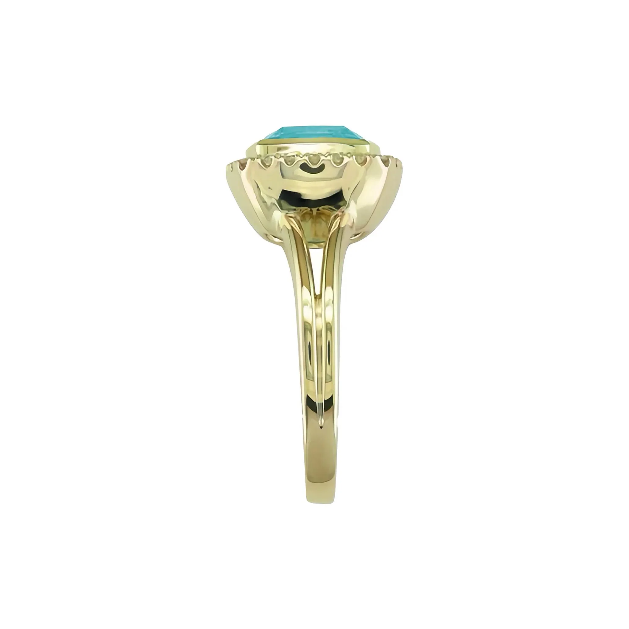 1/5 CT. Tw. Blue Topaz and Diamond Ring 10K Yellow Gold Size 5 1mm - Image 3