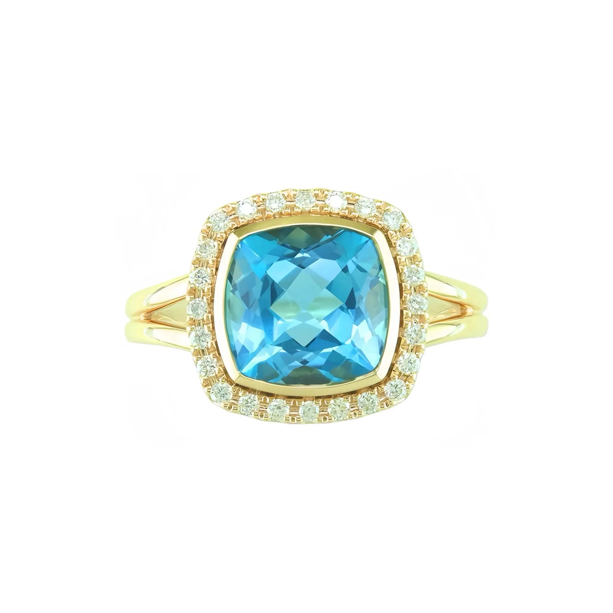 1/5 CT. Tw. Blue Topaz and Diamond Ring 10K Yellow Gold Size 5.5 1mm