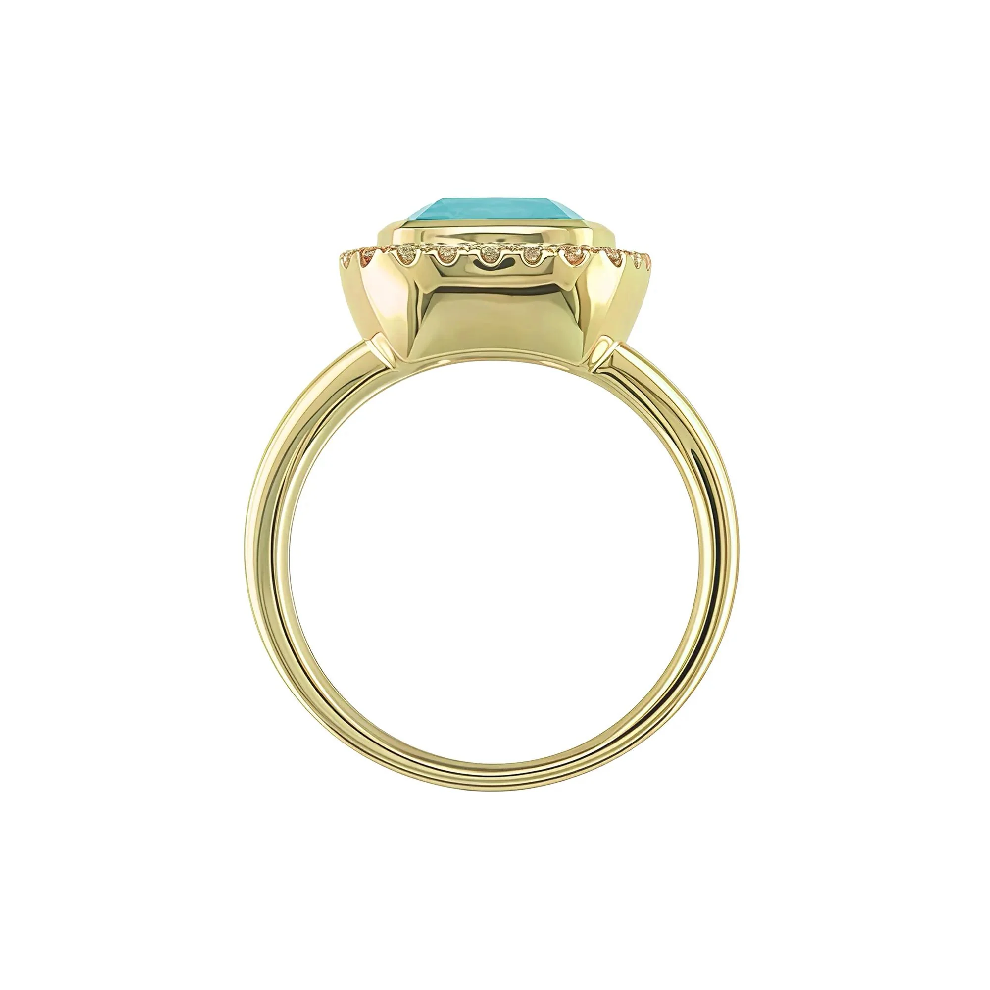1/5 CT. Tw. Blue Topaz and Diamond Ring 10K Yellow Gold Size 5.5 1mm - Image 2
