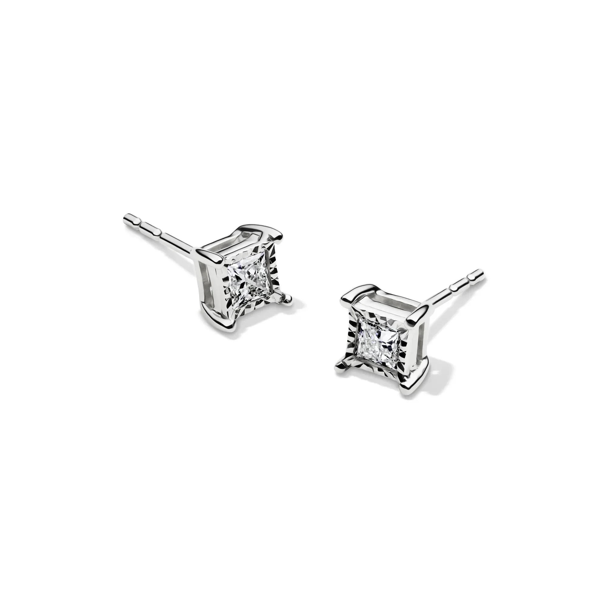 1/3 CT. Tw. Lab Grown Princess-Cut Diamond Illusion Stud Earrings 10K White Gold Size 5.30mm
