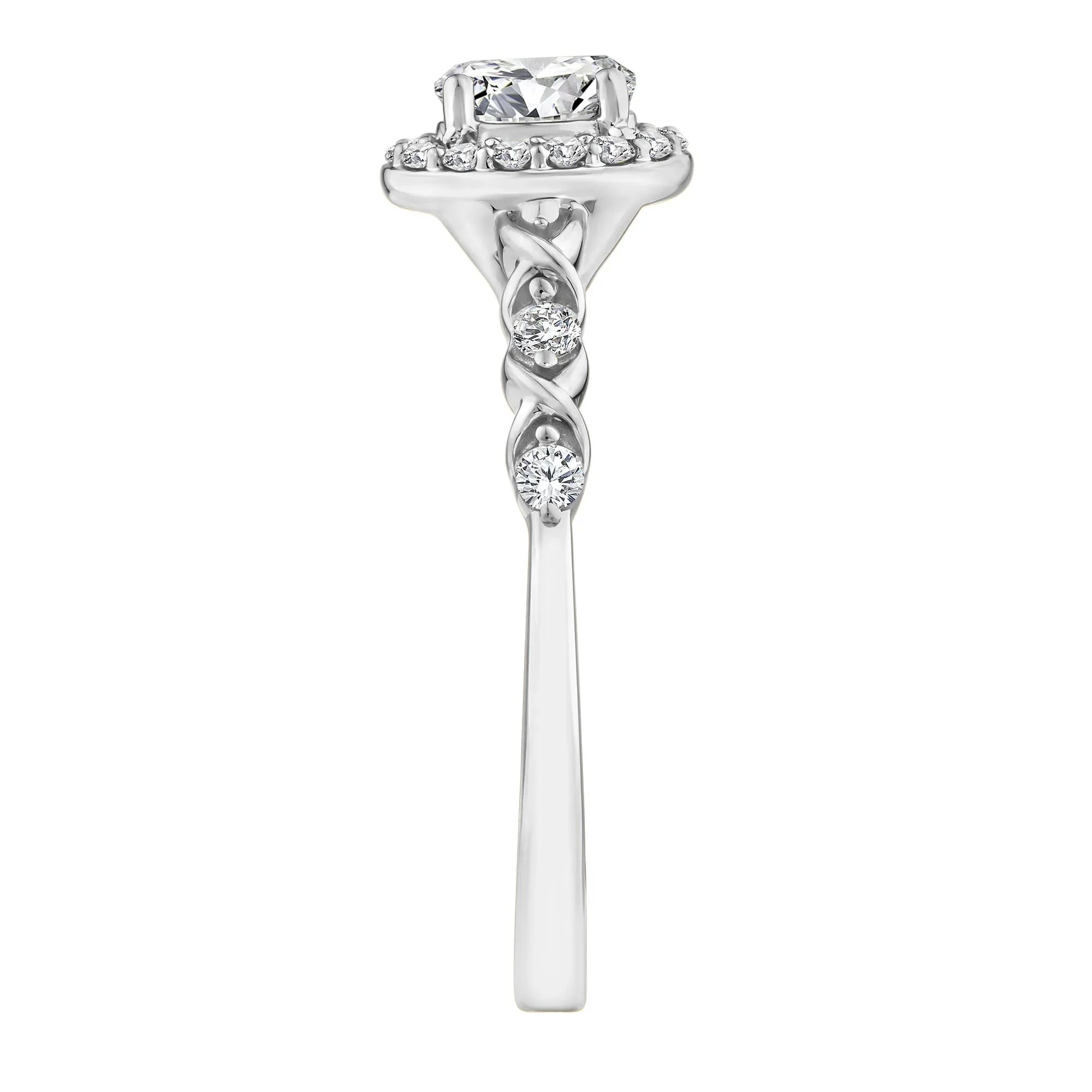 1/2 CT. Tw. Lab Grown Diamond Oval Halo Promise Ring 10K White Gold Round Brilliant Cut Size 9 - Image 3