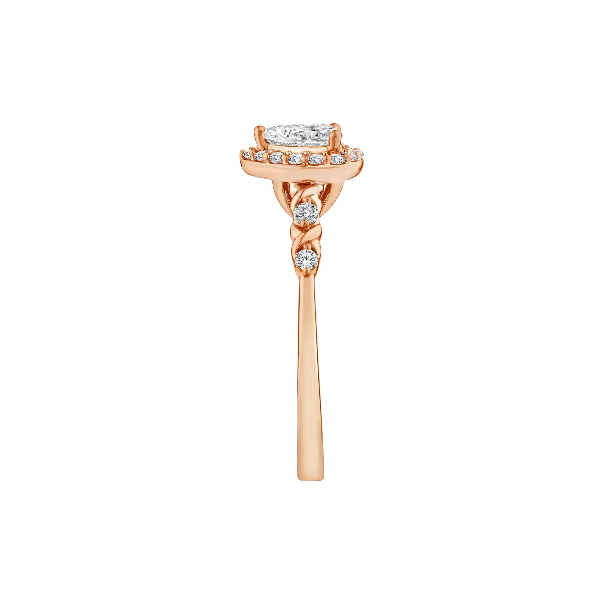 1/2 CT. Tw. Lab Grown Diamond Pear-Shaped Halo Promise Ring 10K Rose Gold Round Brilliant Cut Size 8 - Image 3