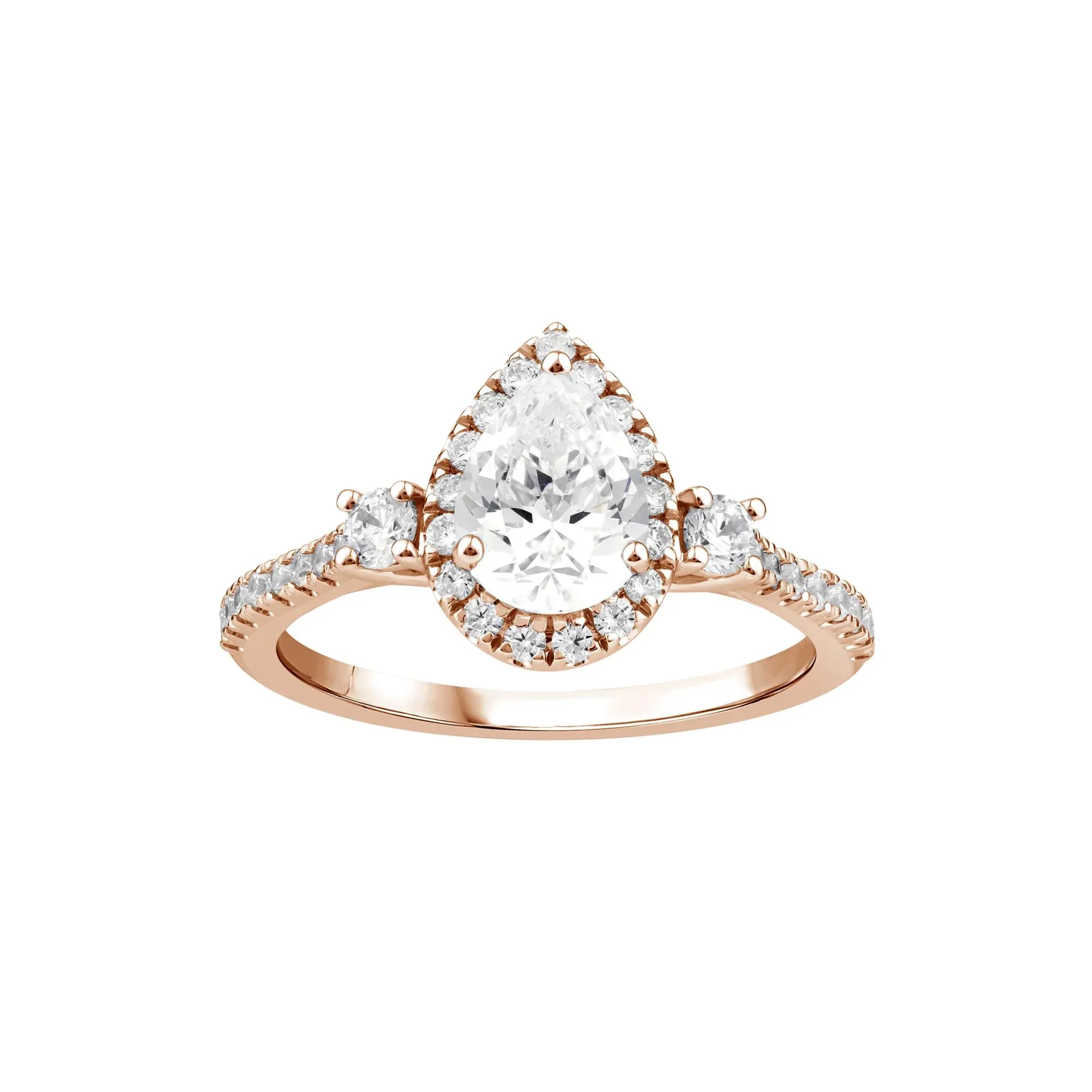 1/5 CT. Tw. Lab Grown Diamond Engagement Ring 10K White Gold Round Brilliant Cut Rose Size 7.5