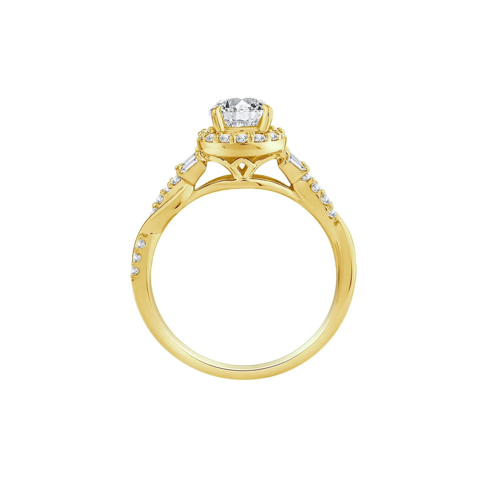 1 CT. Tw. Lab Grown Diamond Pear-Shaped Halo Engagement Ring 10K Yellow Gold Round Brilliant Cut Size 6 - Image 2