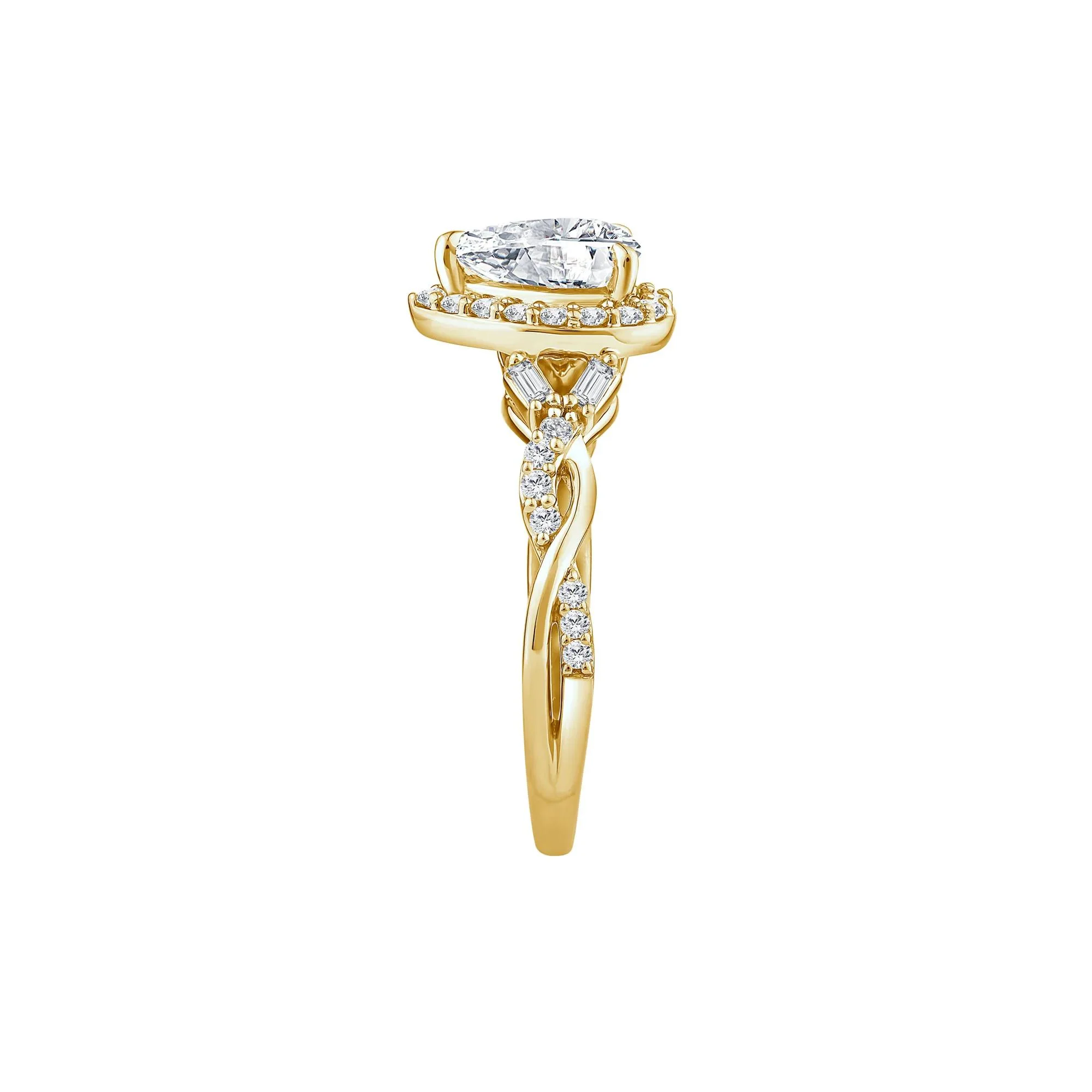 1 CT. Tw. Lab Grown Diamond Pear-Shaped Halo Engagement Ring 10K Yellow Gold Round Brilliant Cut Size 8 - Image 3