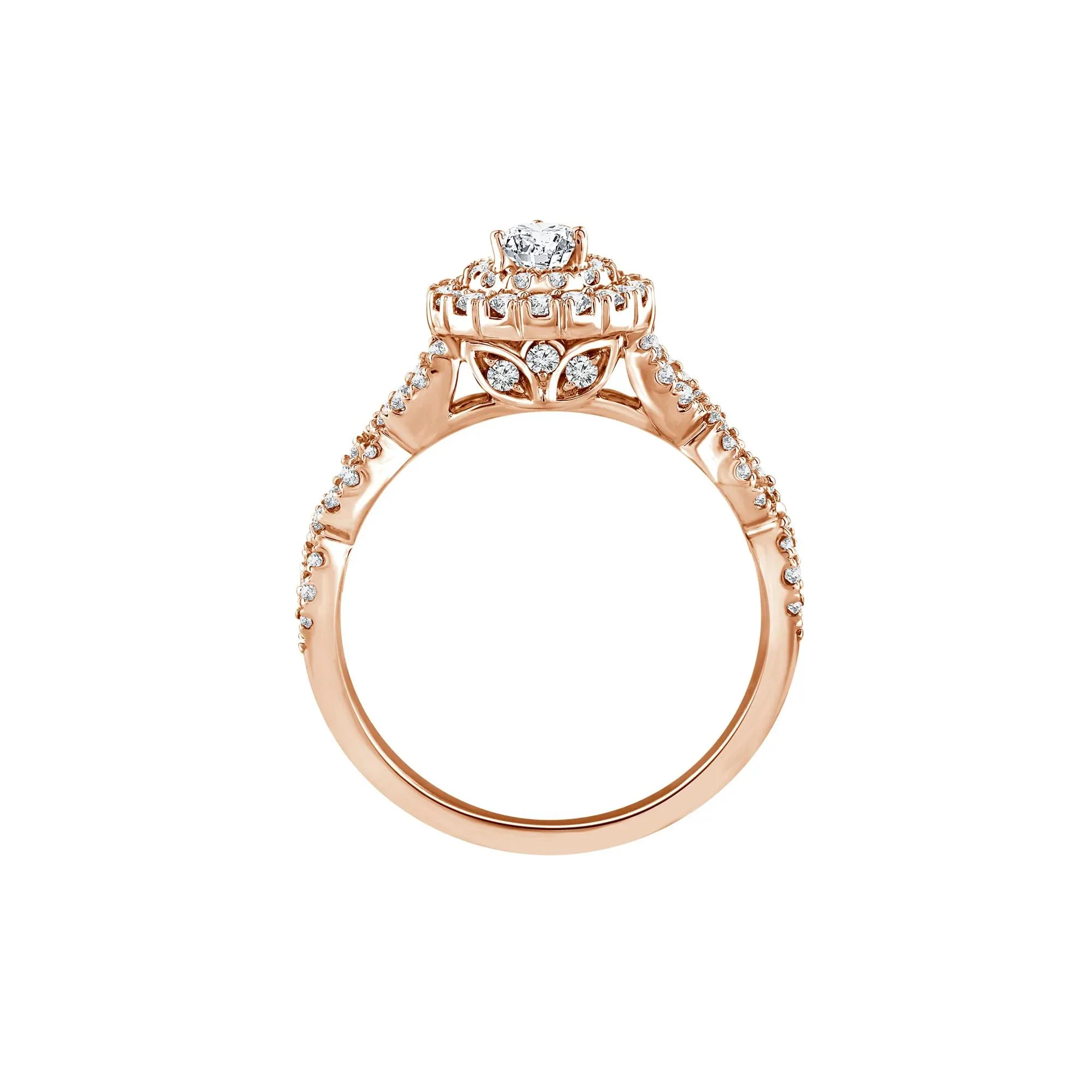 1 CT. Tw. Lab Grown Diamond Pear-Shaped Engagement Ring 10K Rose Gold Round Brilliant Cut Size 7.5 1mm - Image 2