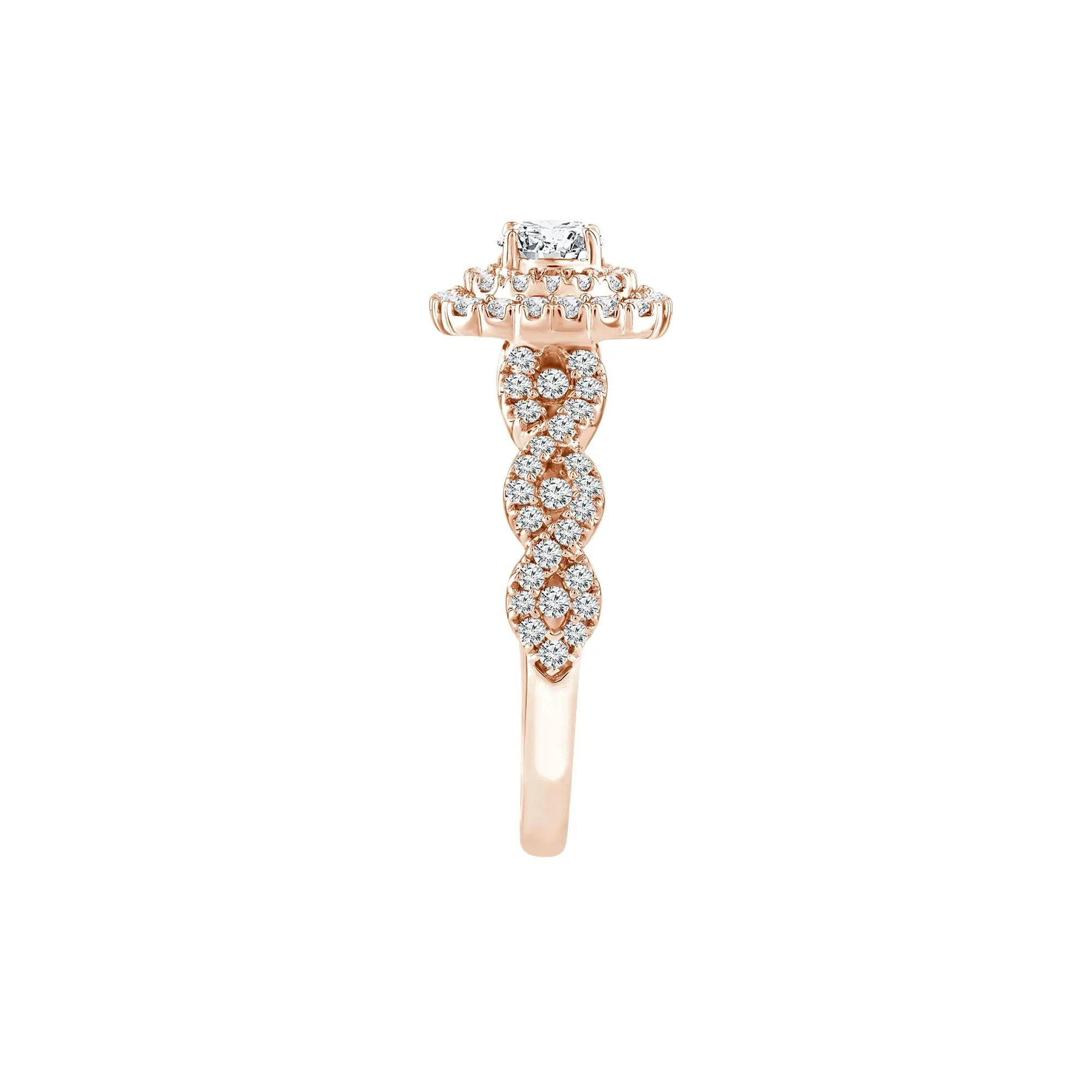 1 CT. Tw. Lab Grown Diamond Engagement Ring 10K Rose Gold Round Brilliant Cut Size 8 1mm - Image 3