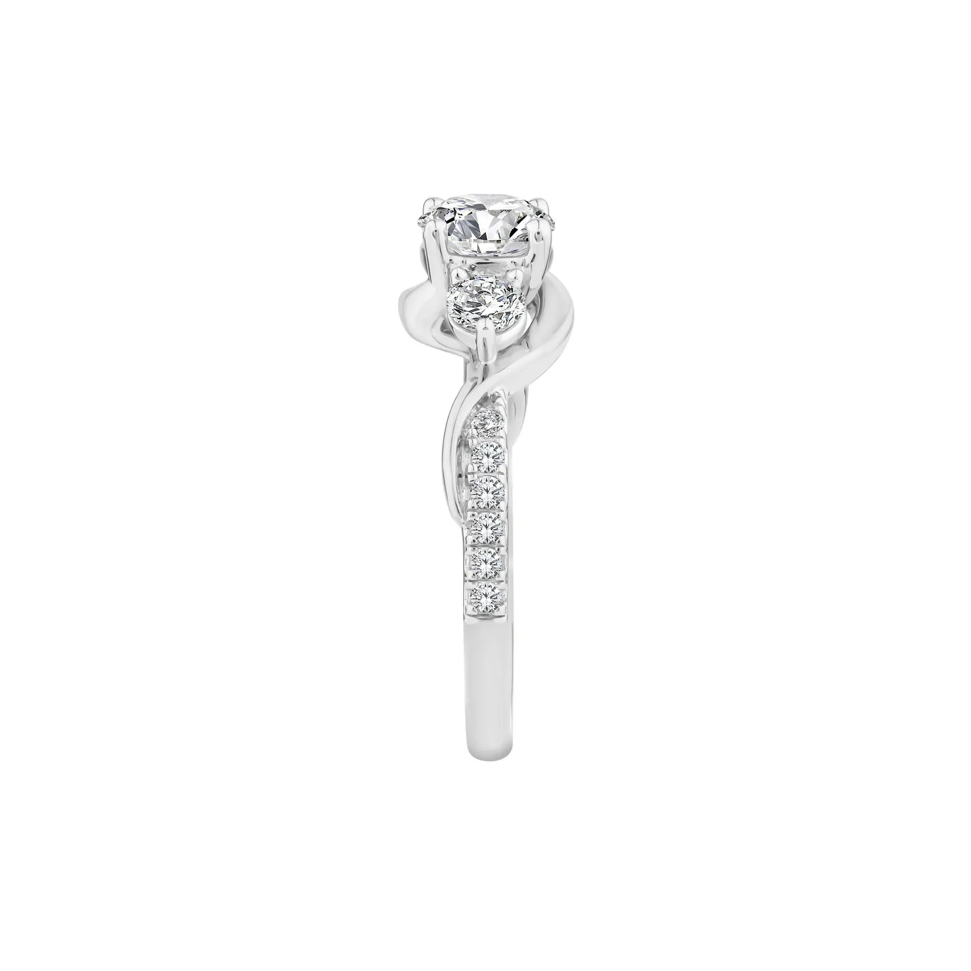 1/2 CT. Tw. Lab Grown Diamond Three-Stone Ring 10K White Gold Round Brilliant Cut Size 7 - Image 3