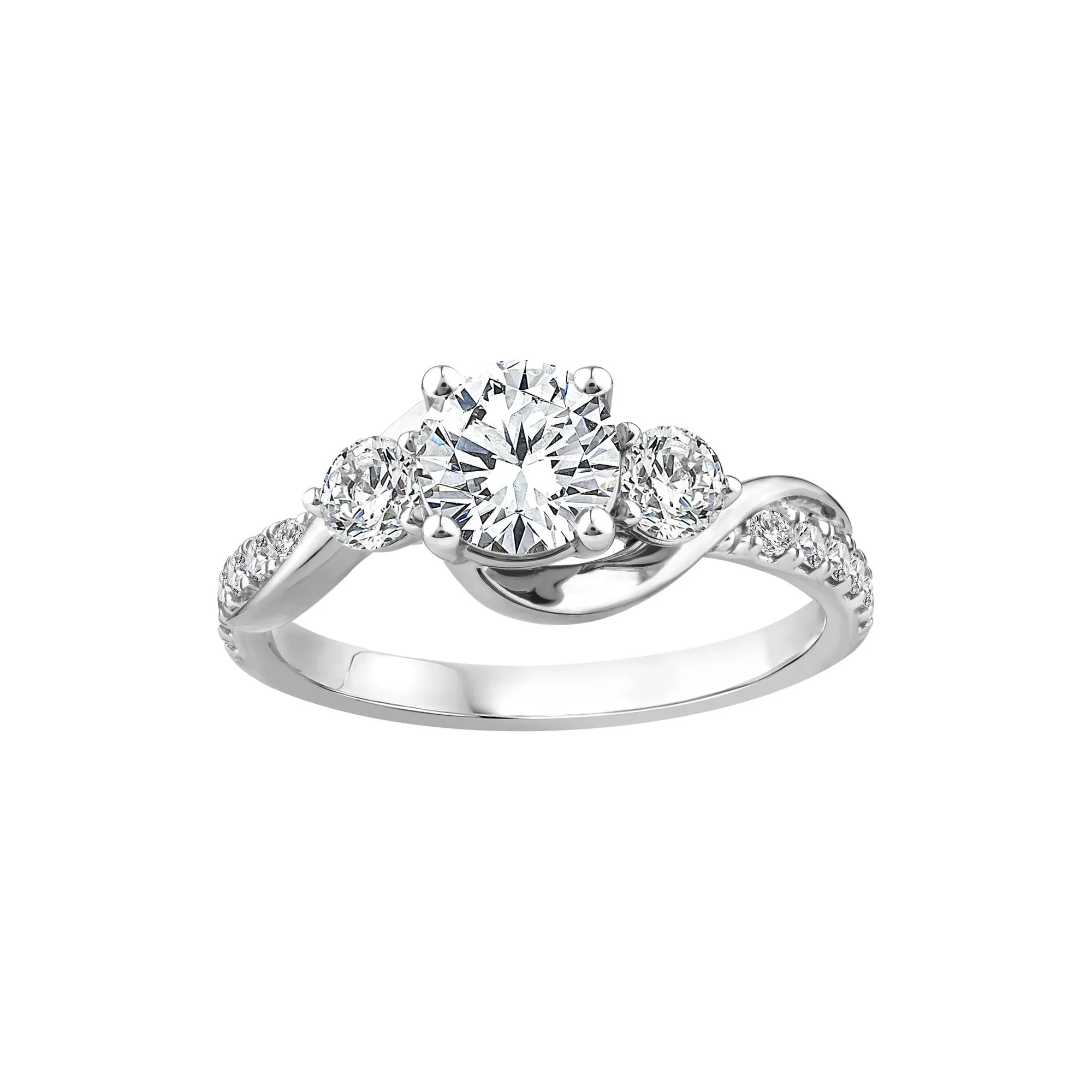 1/2 CT. Tw. Lab Grown Diamond Three-Stone Ring 10K White Gold Round Brilliant Cut Size 9