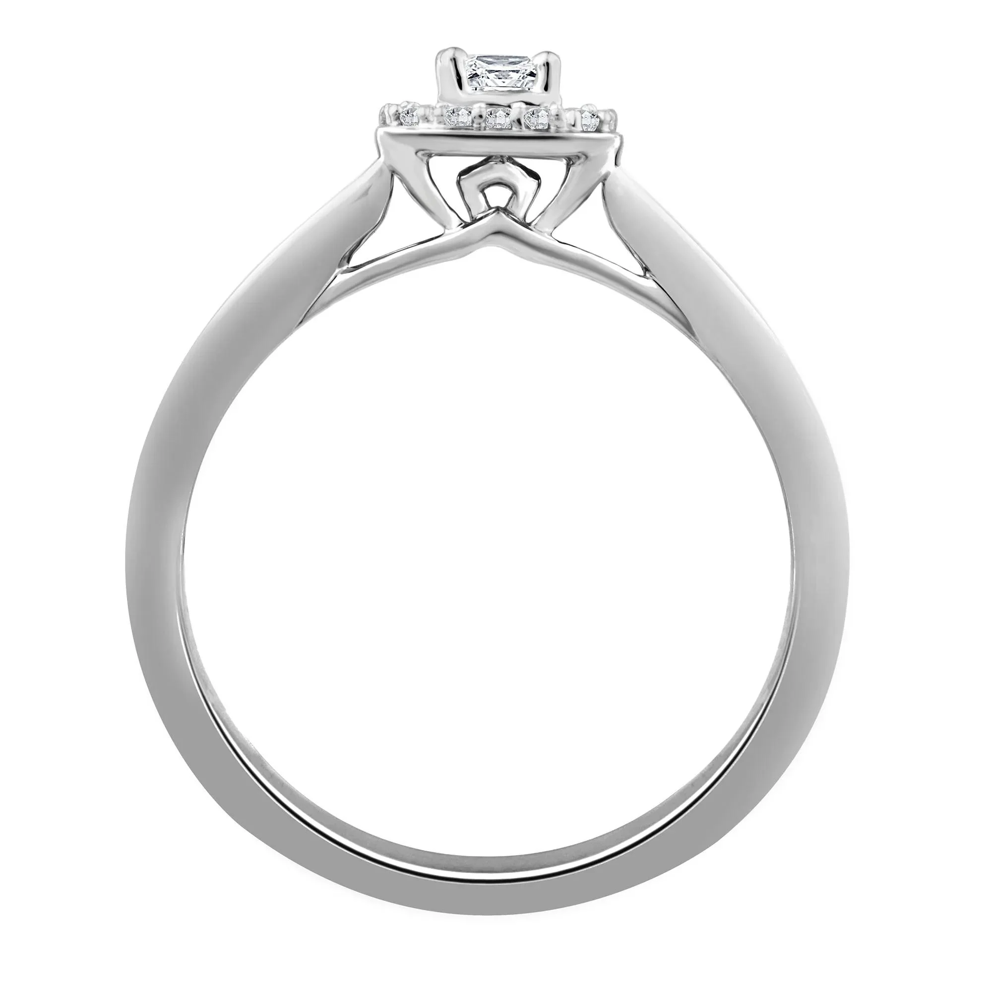 1/7 CT. Tw. Diamond and Blue Sapphire Promise Ring 10K White Gold Round Brilliant Cut Size 8 2mm - Image 2