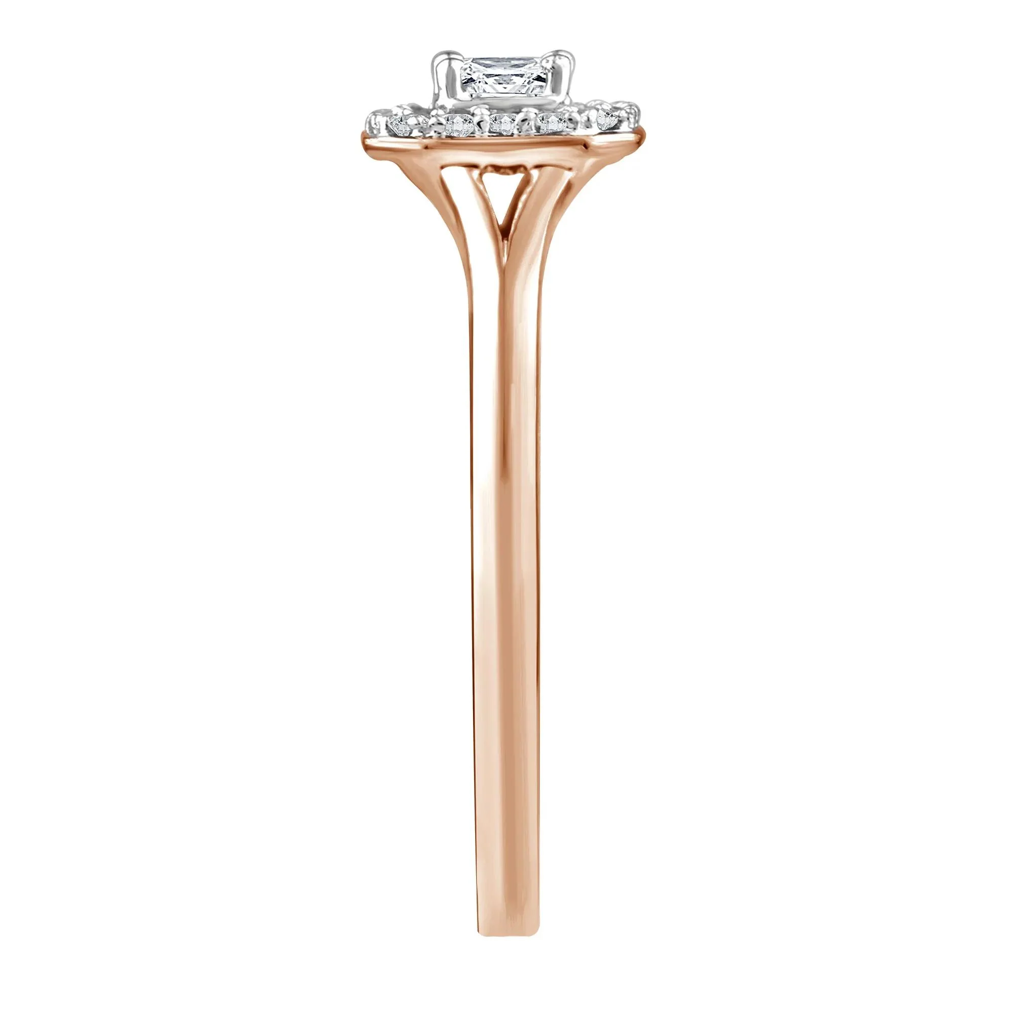 1/7 CT. Tw. Diamond and Blue Sapphire Promise Ring 10K Rose Gold Round Brilliant Cut Size 8 2mm - Image 3