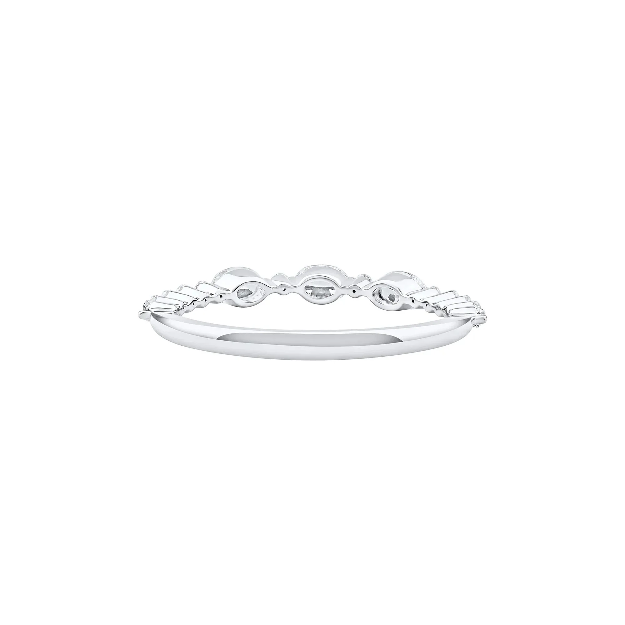 1/2 CT. Tw. Lab Grown Diamond Oval Band Ring 10K White Gold Round Brilliant Cut Size 7 2mm - Image 4