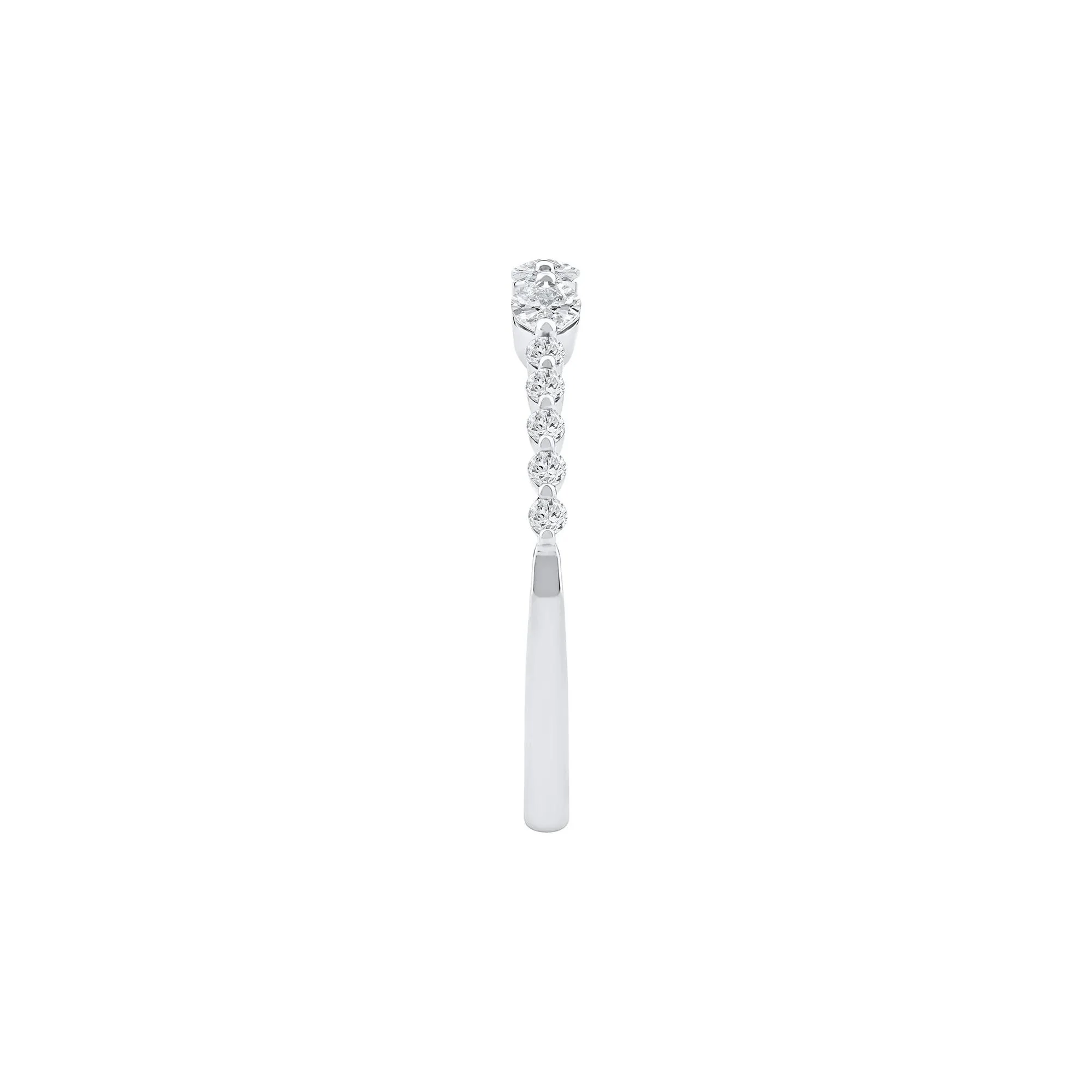 1/2 CT. Tw. Lab Grown Diamond Oval Band Ring 10K White Gold Round Brilliant Cut Size 7.5 2mm - Image 3