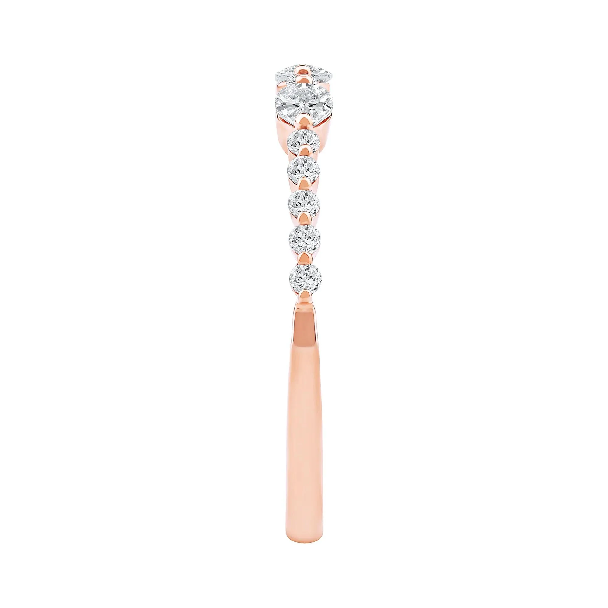 1/2 CT. Tw. Lab Grown Diamond Oval Band Ring 10K Rose Gold Round Brilliant Cut Size 5 2mm - Image 4