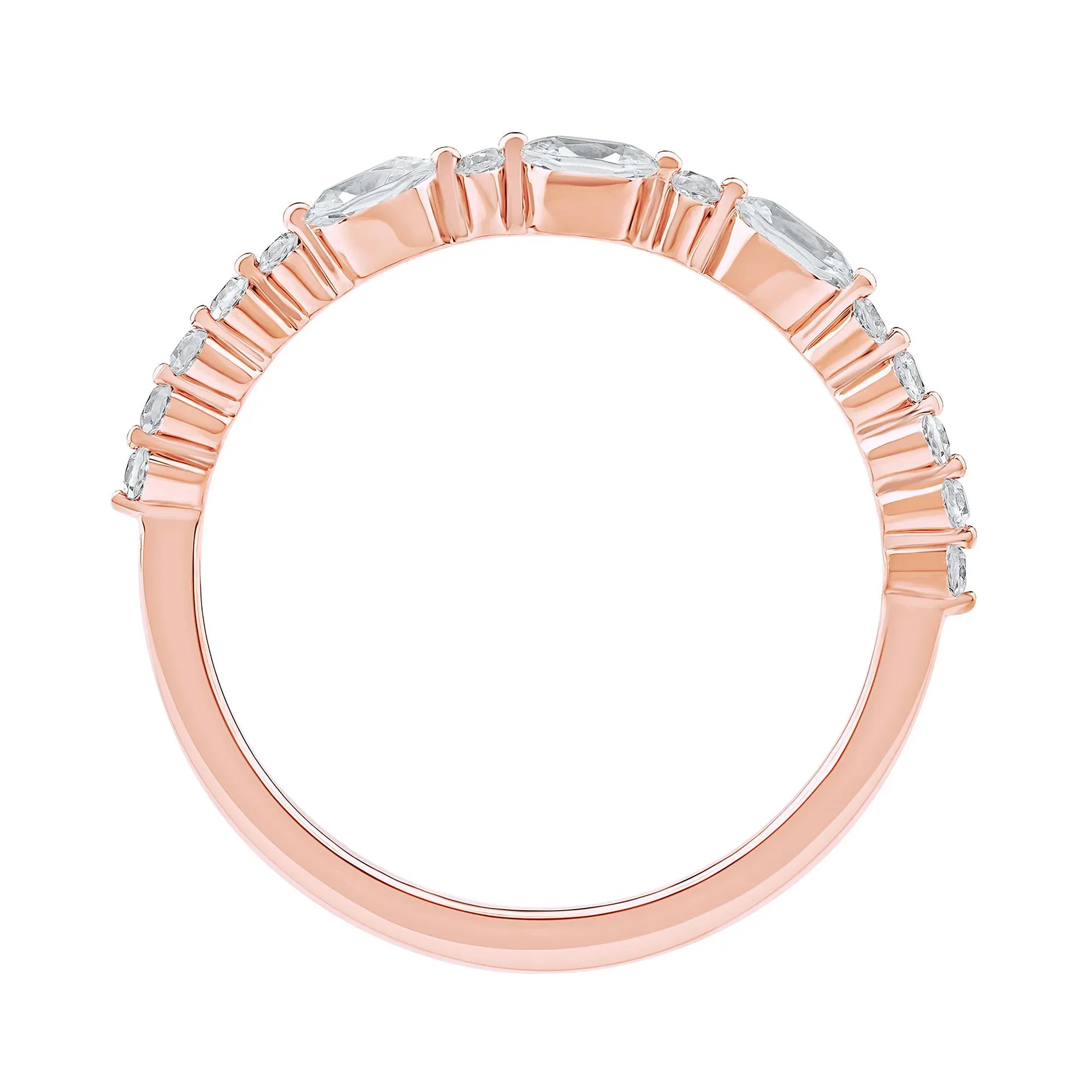 1/2 CT. Tw. Lab Grown Diamond Oval Band Ring 10K Rose Gold Round Brilliant Cut Size 8.5 2mm - Image 2