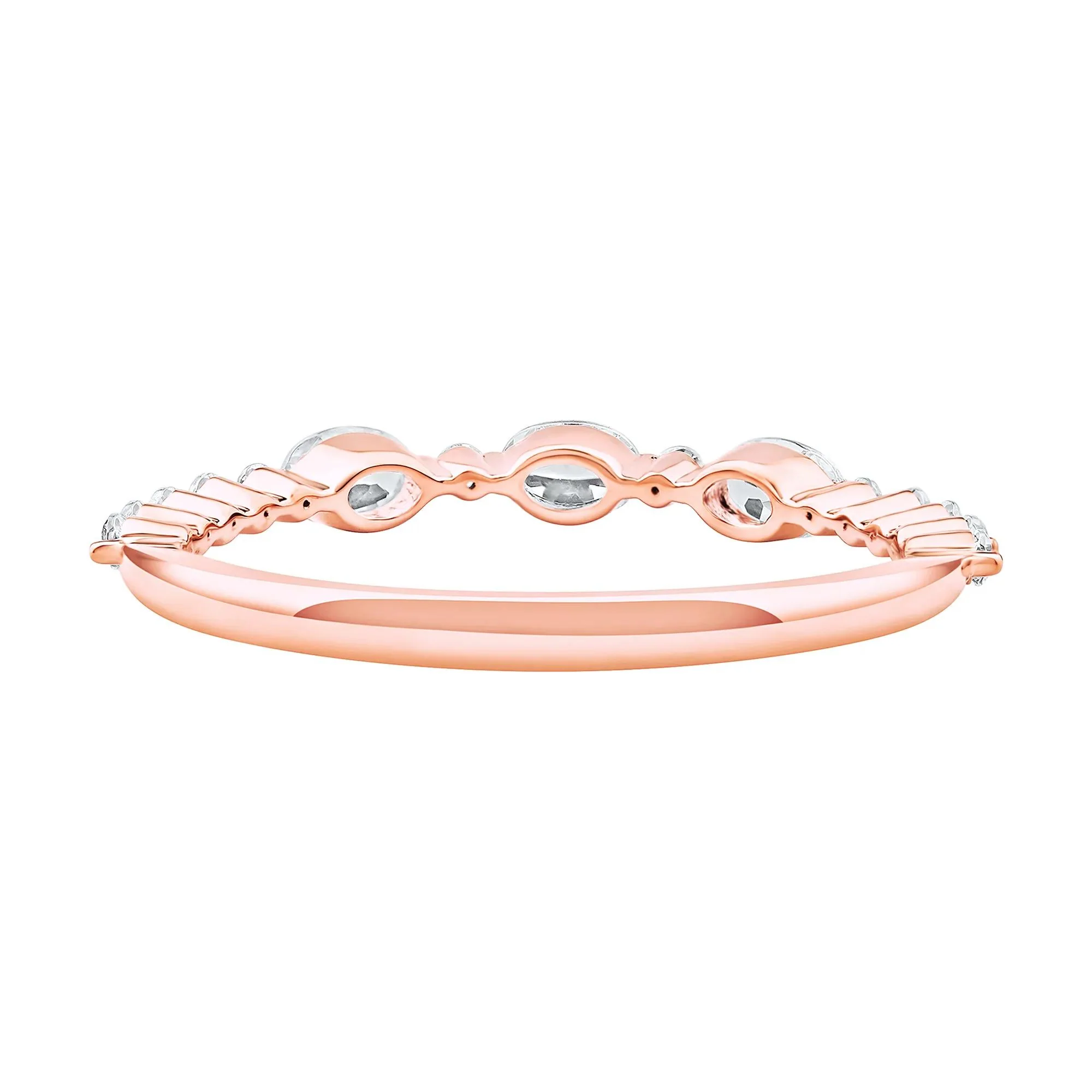 1/2 CT. Tw. Lab Grown Diamond Oval Band Ring 10K Rose Gold Round Brilliant Cut Size 8.5 2mm - Image 3